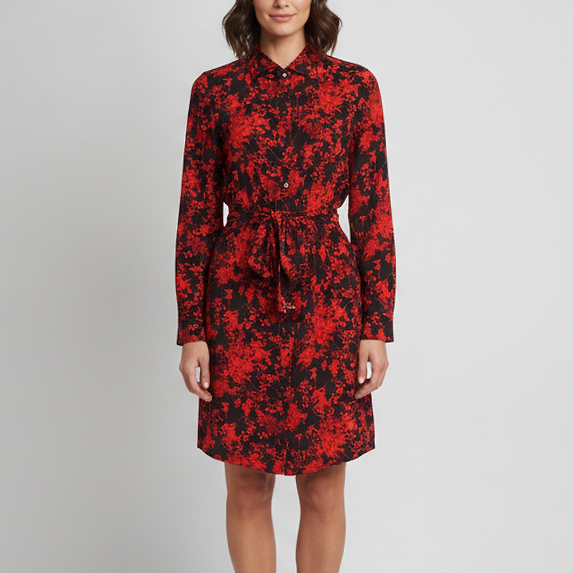 Diane Von Furstenberg Black/Red Printed Silk Prita Shirt Dress M