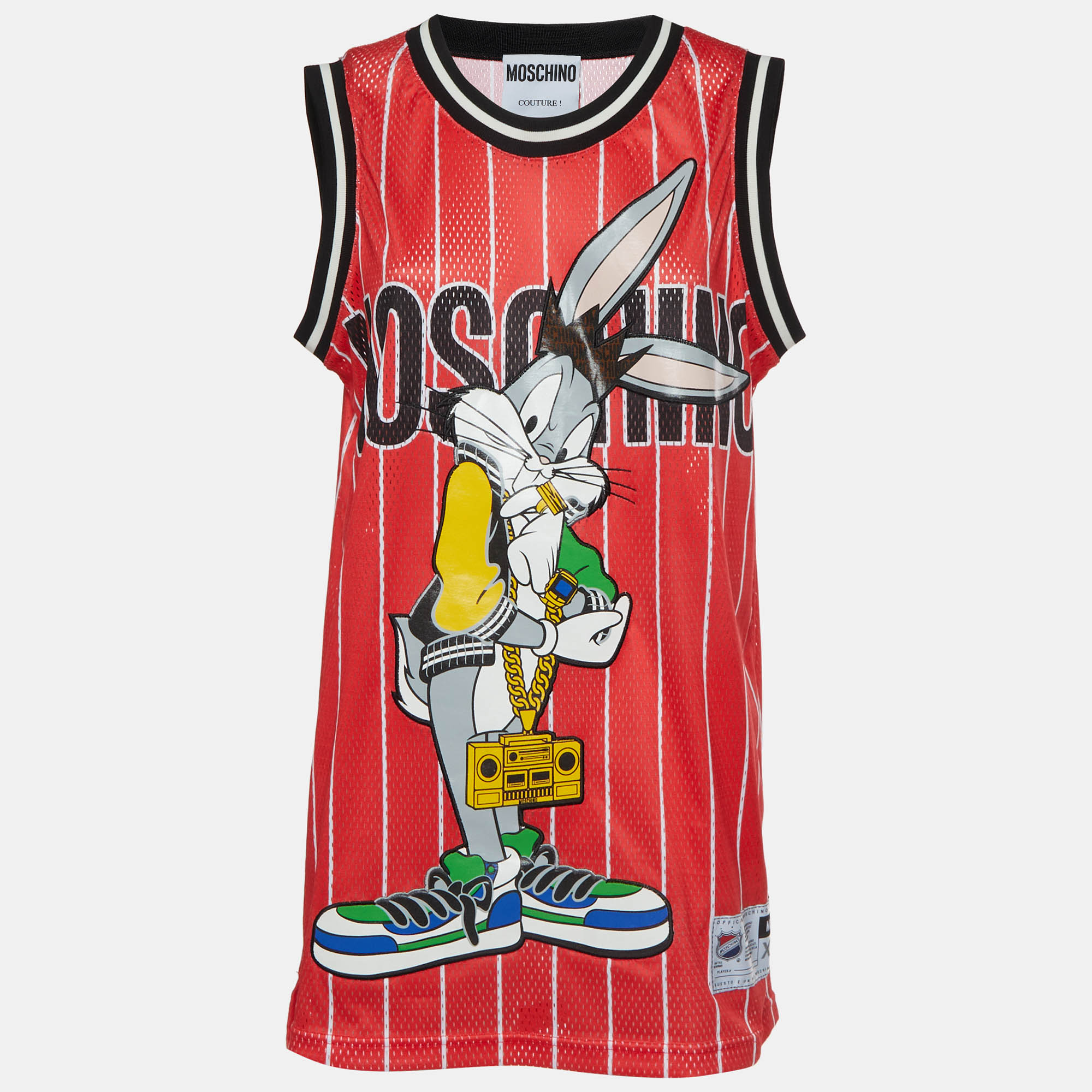 Moschino Couture x Looney Tunes Striped Red Jersey Mini Dress XS