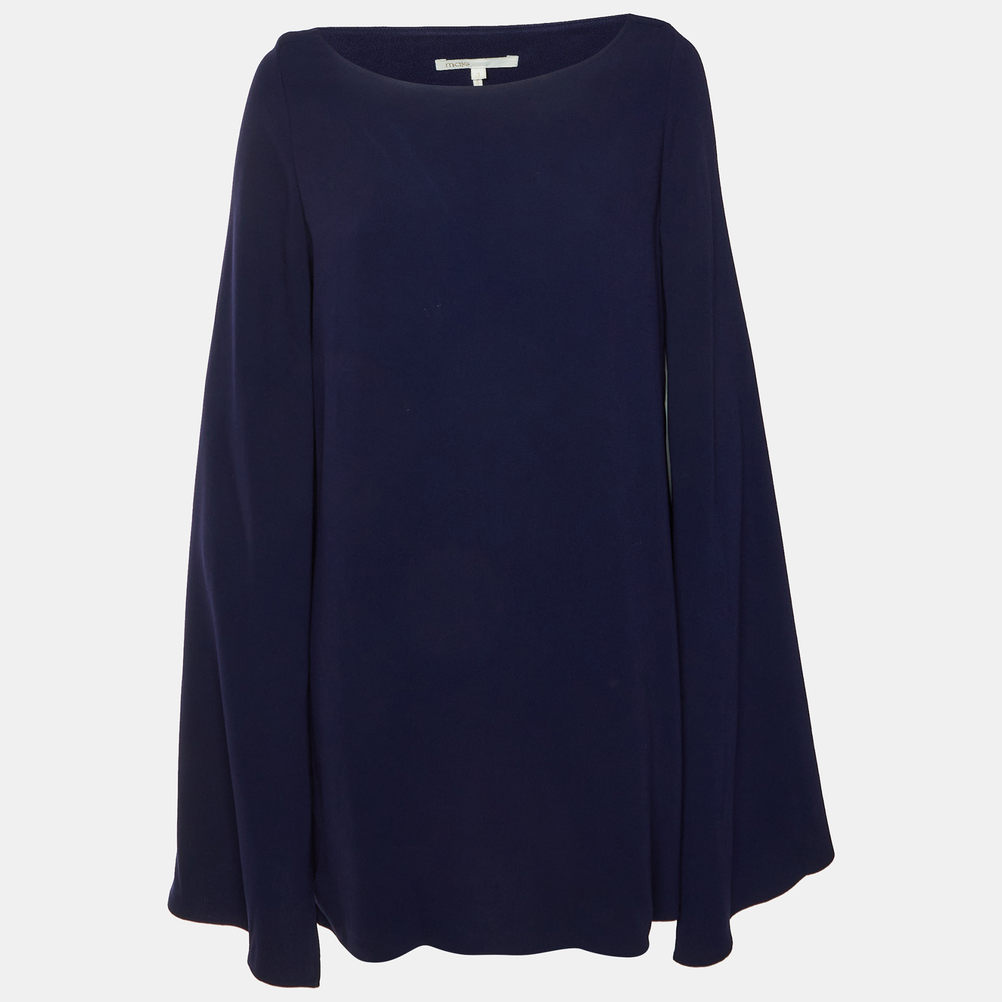 Maje Navy Blue Crepe Lombardie Mini Cape Dress L