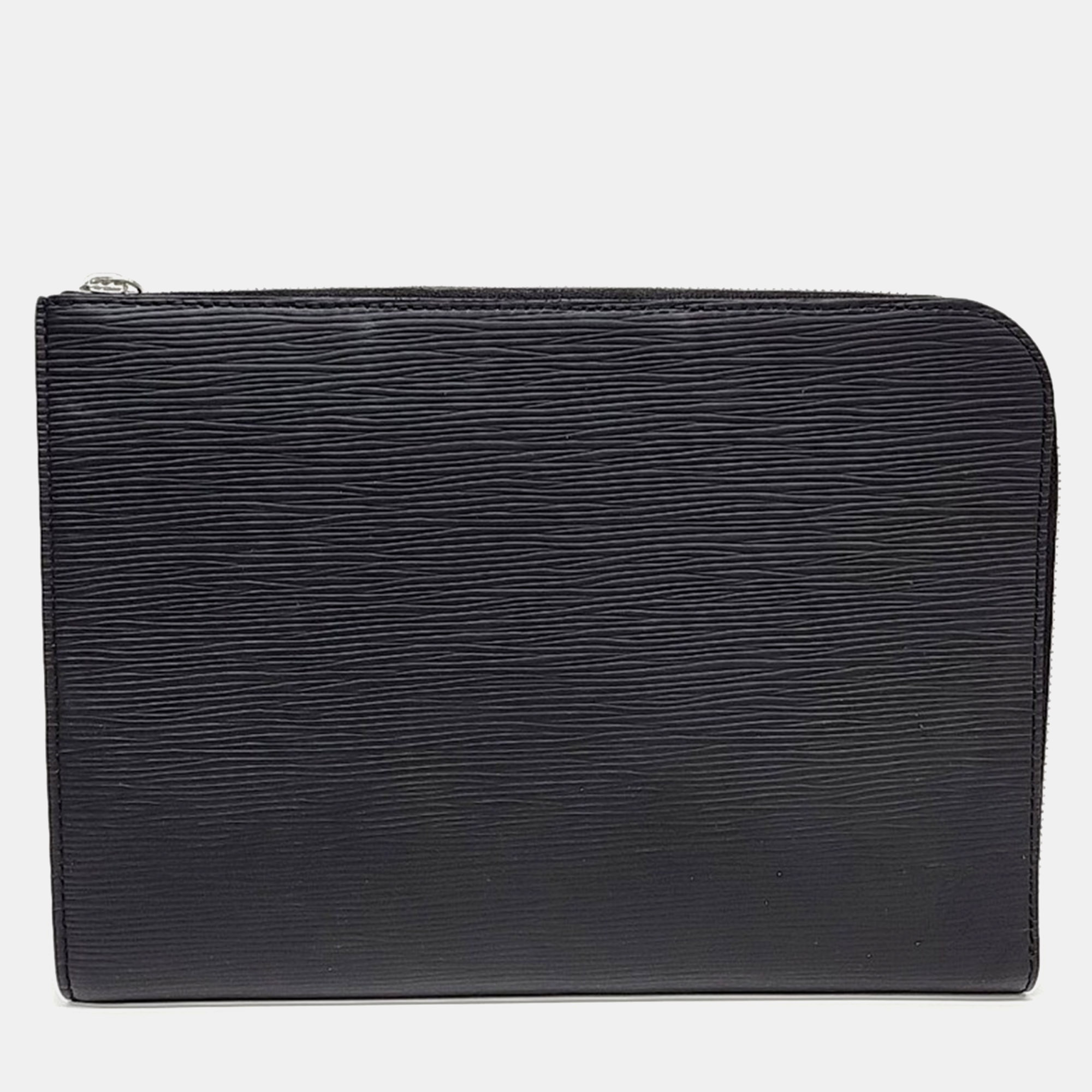 Louis Vuitton Pochette Jour PM Black Epi Leather Clutch Bag