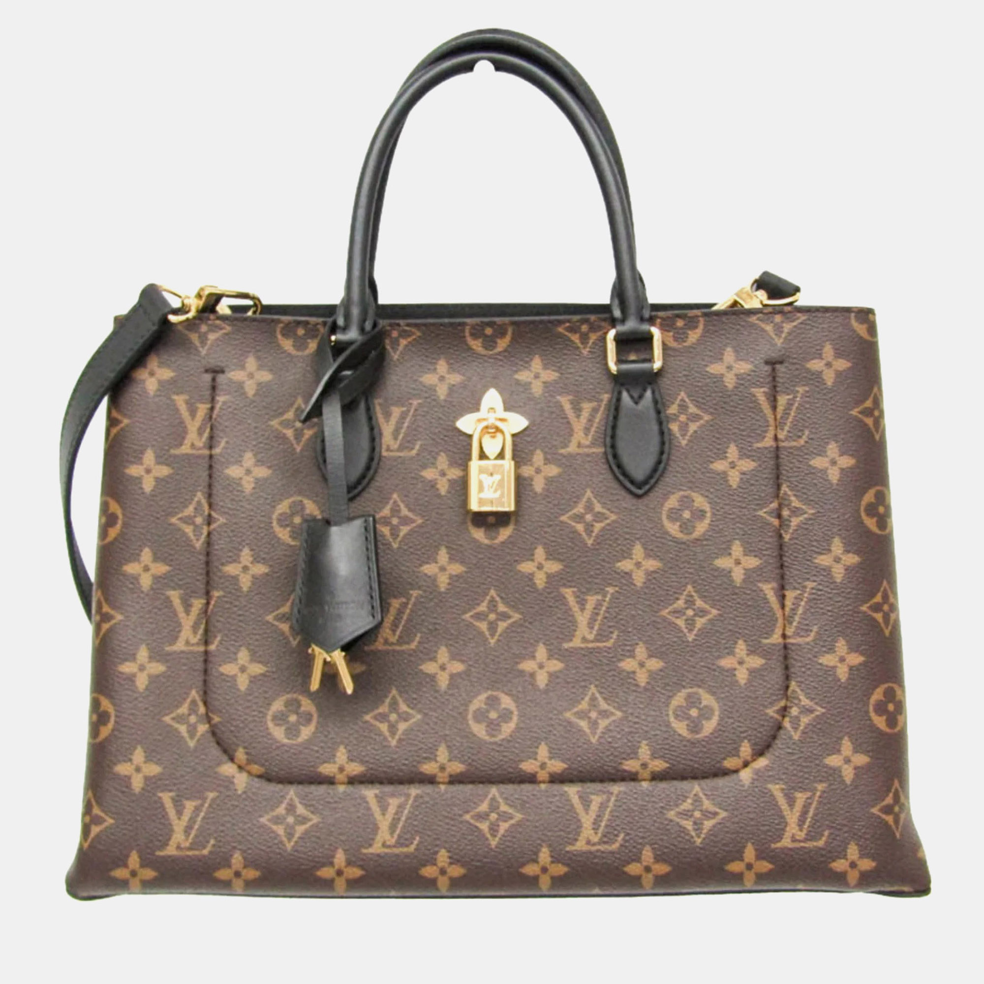 Louis Vuitton Flower Tote Monogram Canvas Black Shoulder Bag