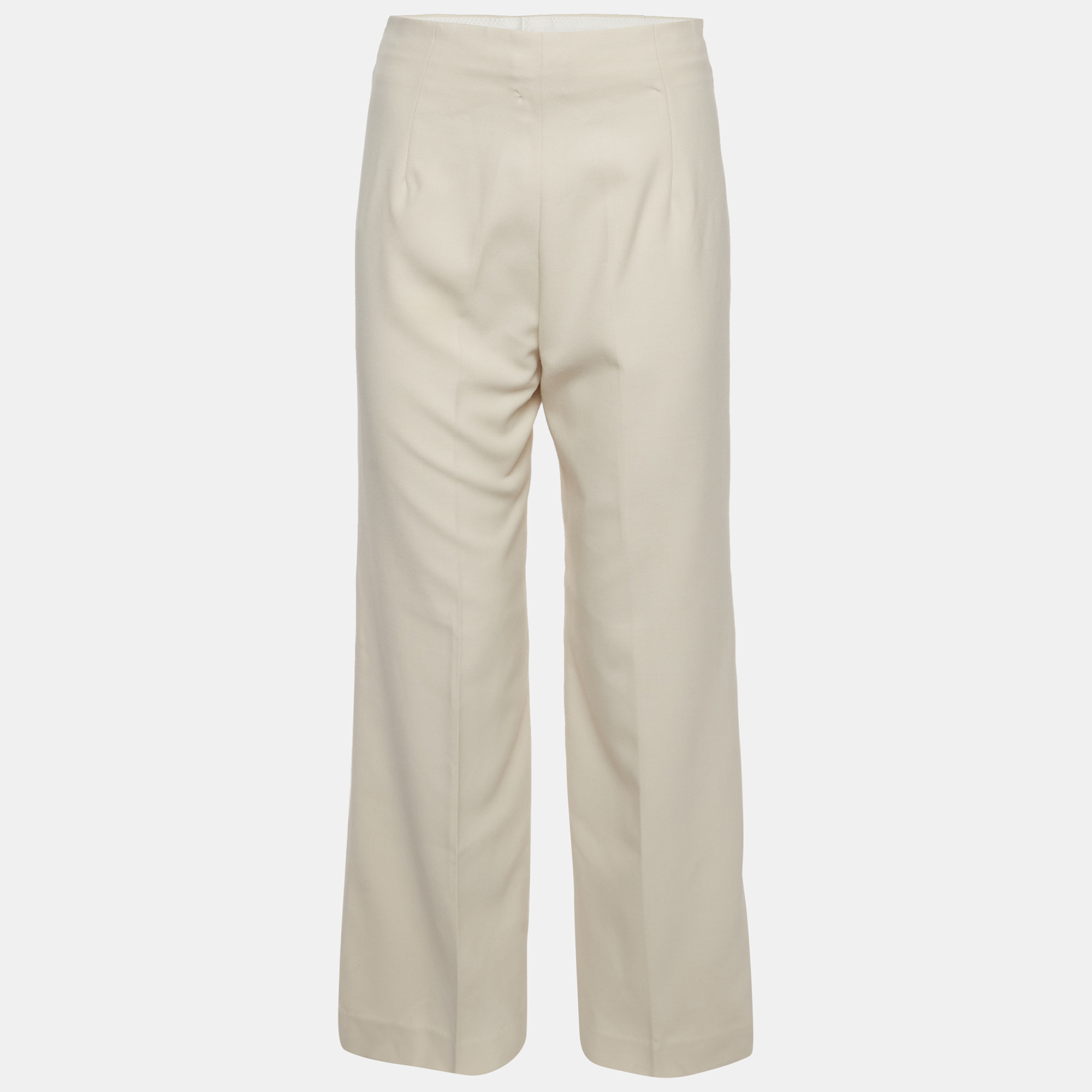 Sandro Beige Canvas Wide Leg Trouser S