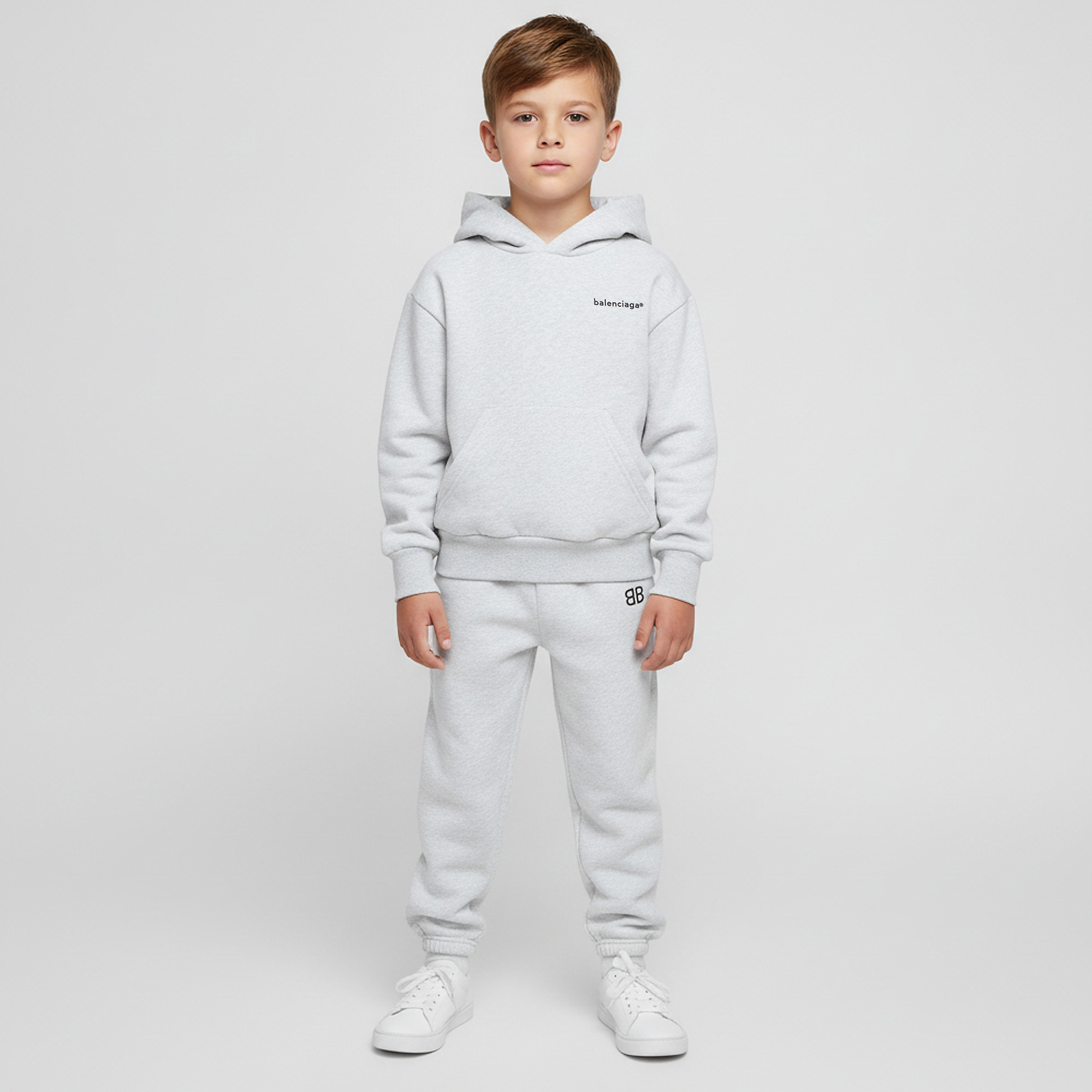 Balenciaga Light Grey Logo Print Cotton Knit Track Suit 4Yrs