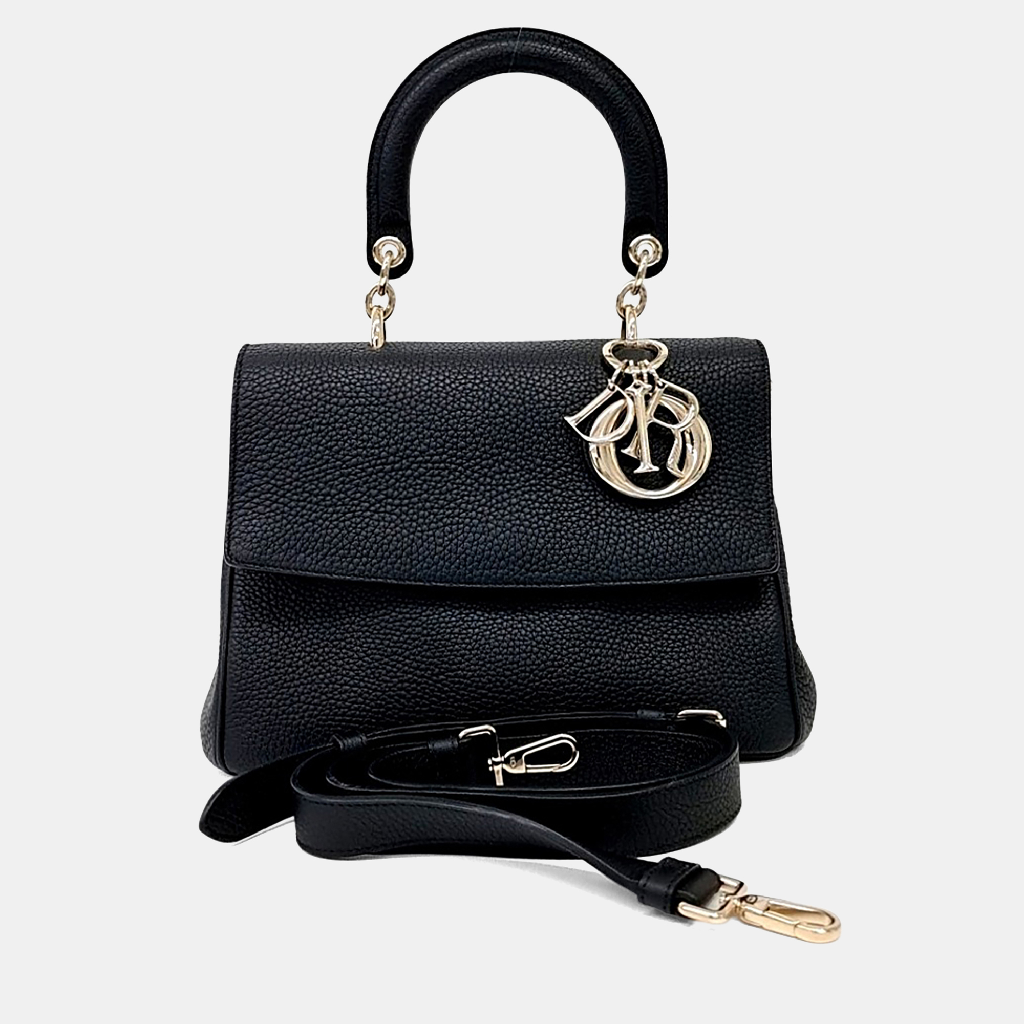 Christian Dior V-Dior Black Leather Tote and Shoulder Bag
