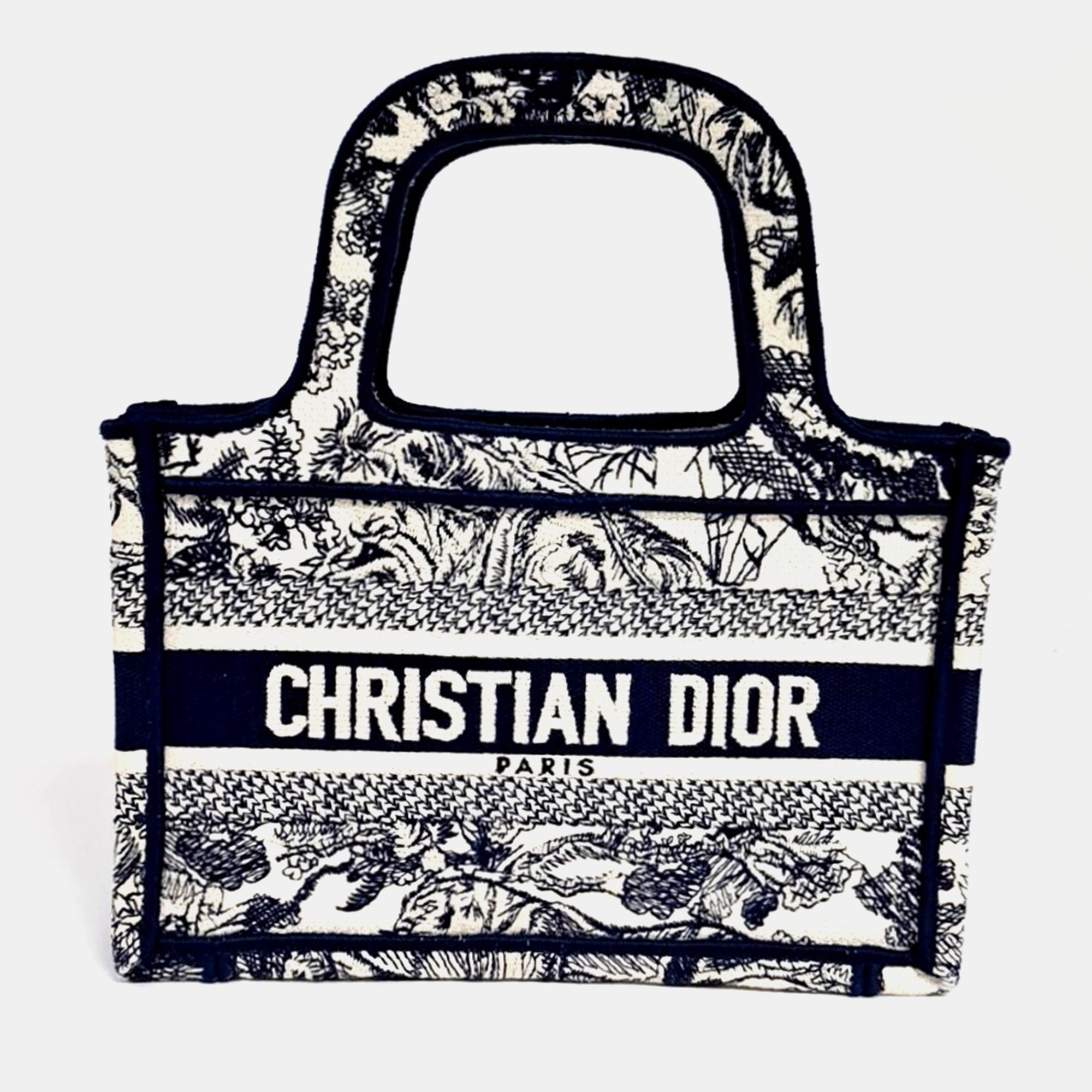 Christian Dior Mini Book Tote Multicolor Embroidered Canvas Top Handle Bag