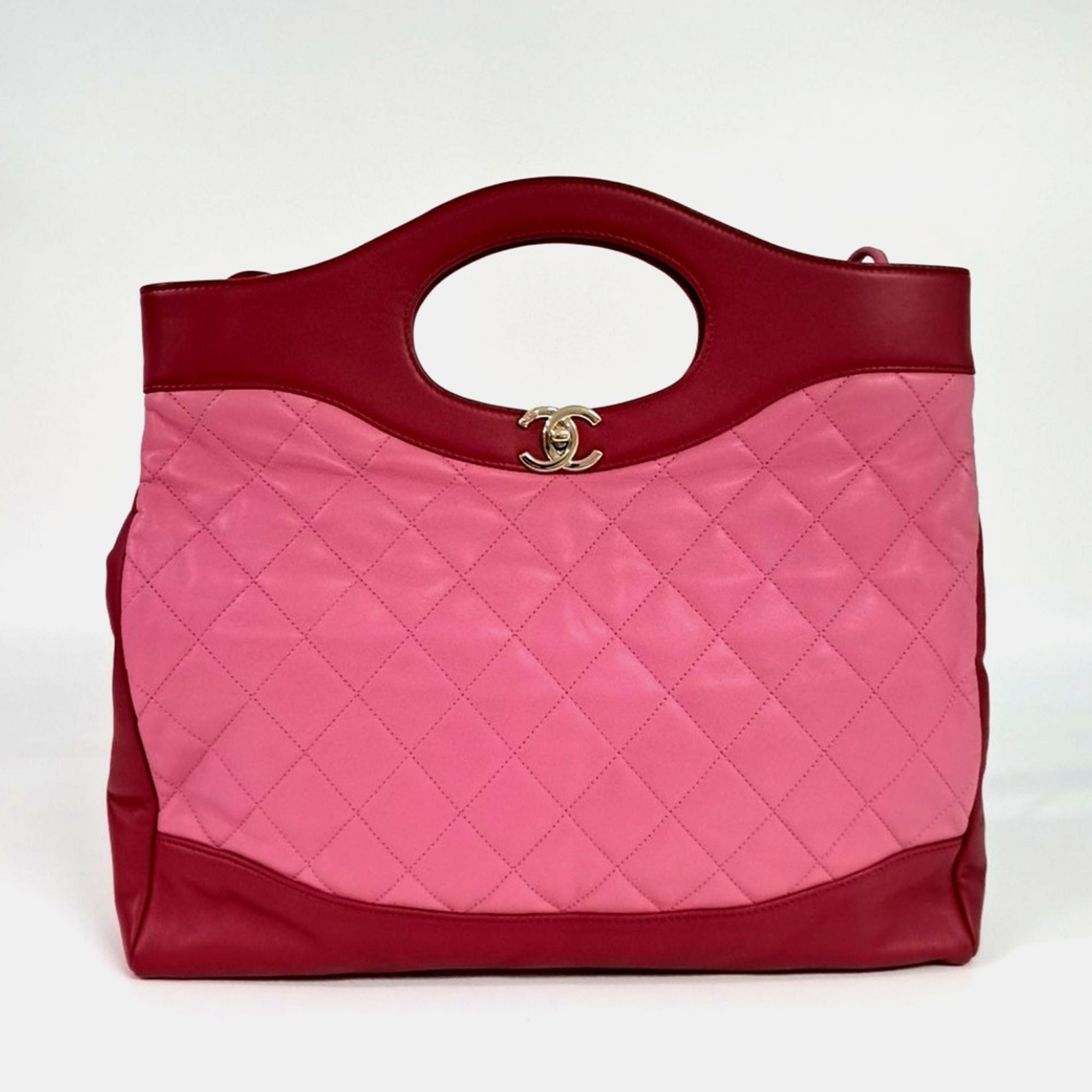 Chanel 31 Shopping Pink Red Lambskin Leather Shoulder Bag