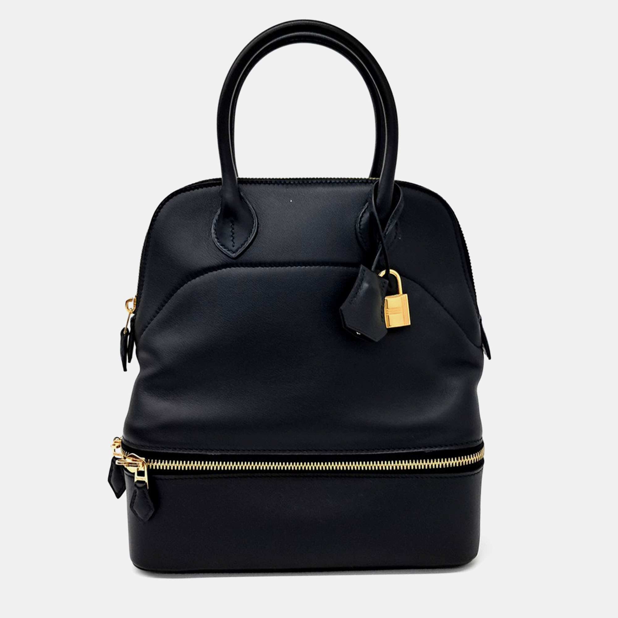 Hermes Bolide Secret Black Leather Top Handle Bag