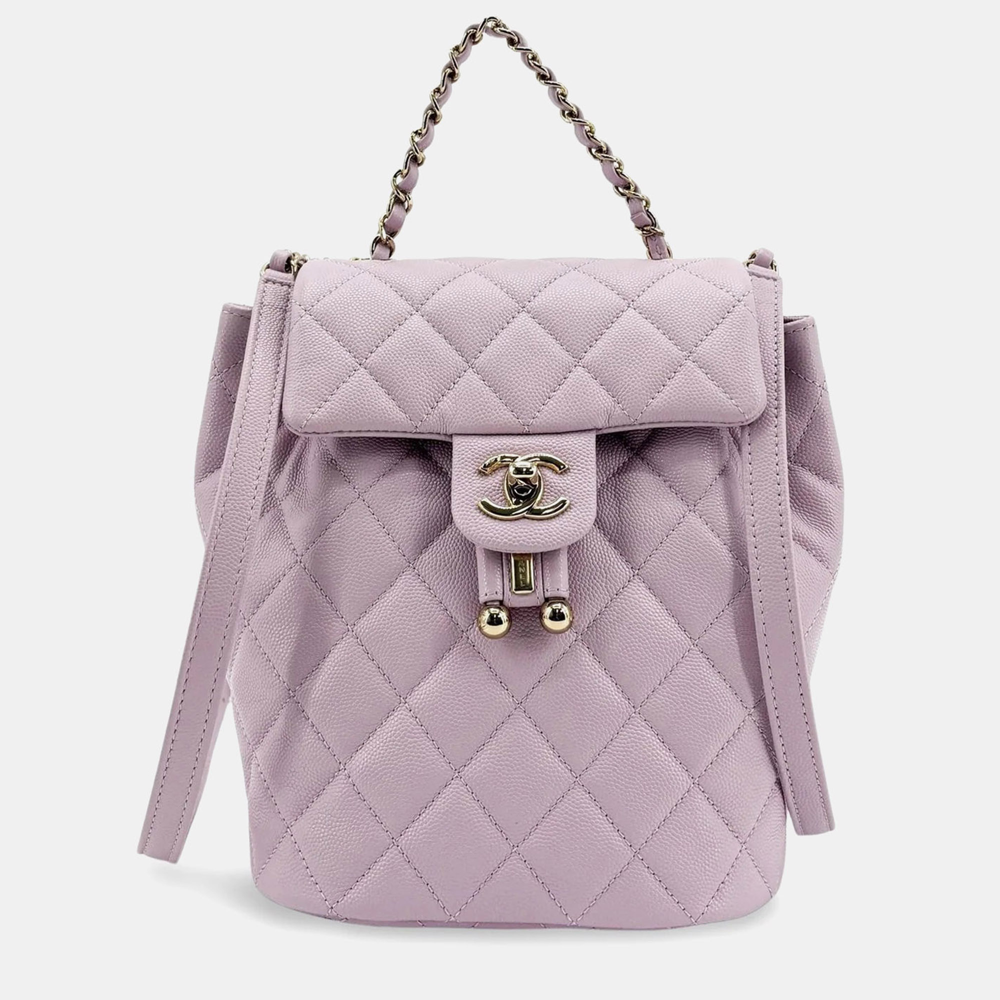Chanel Dumas Small Lilac Quilted Caviar Leather Backpack Bag