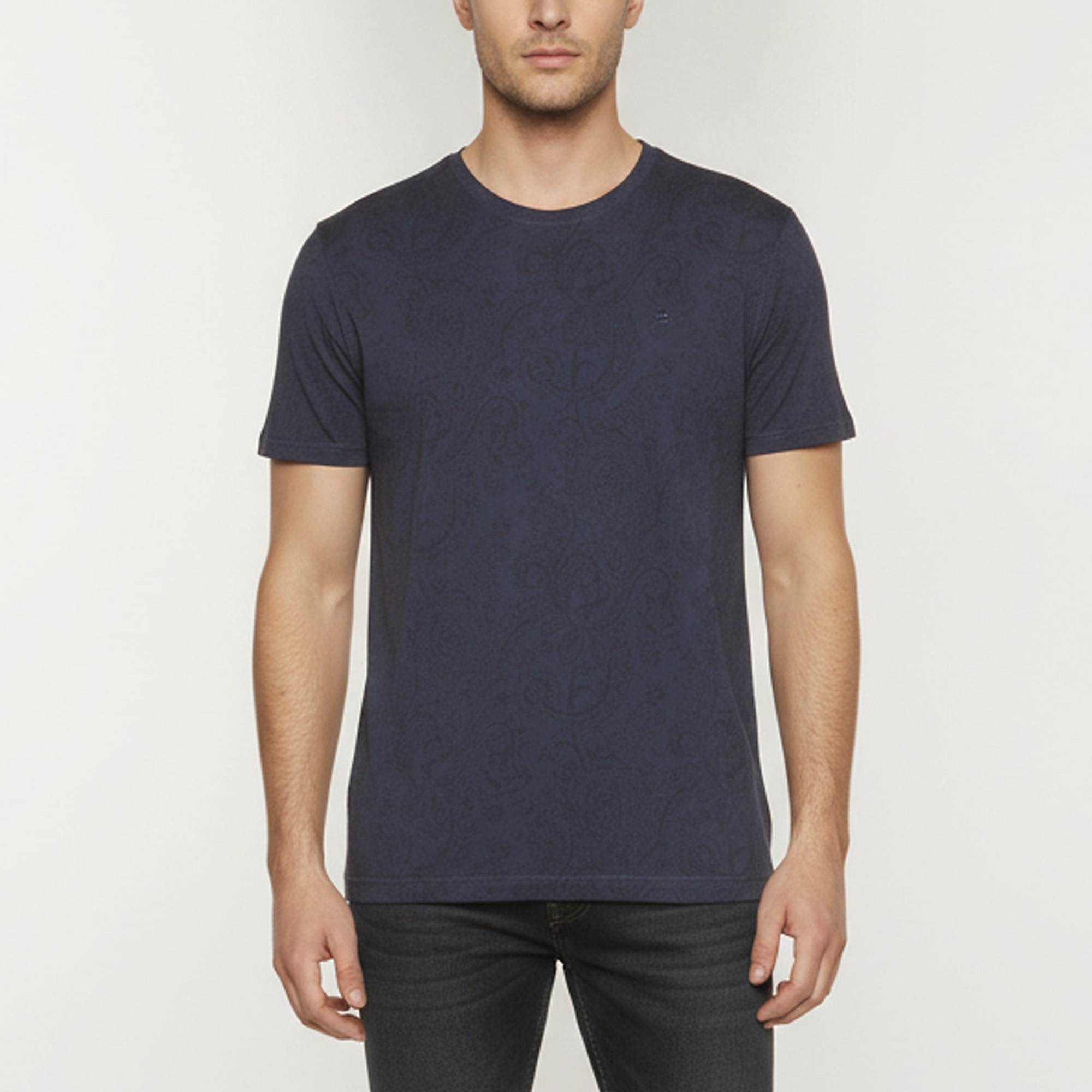 Etro Navy Navy Blue Paisley Printed T-Shirt M