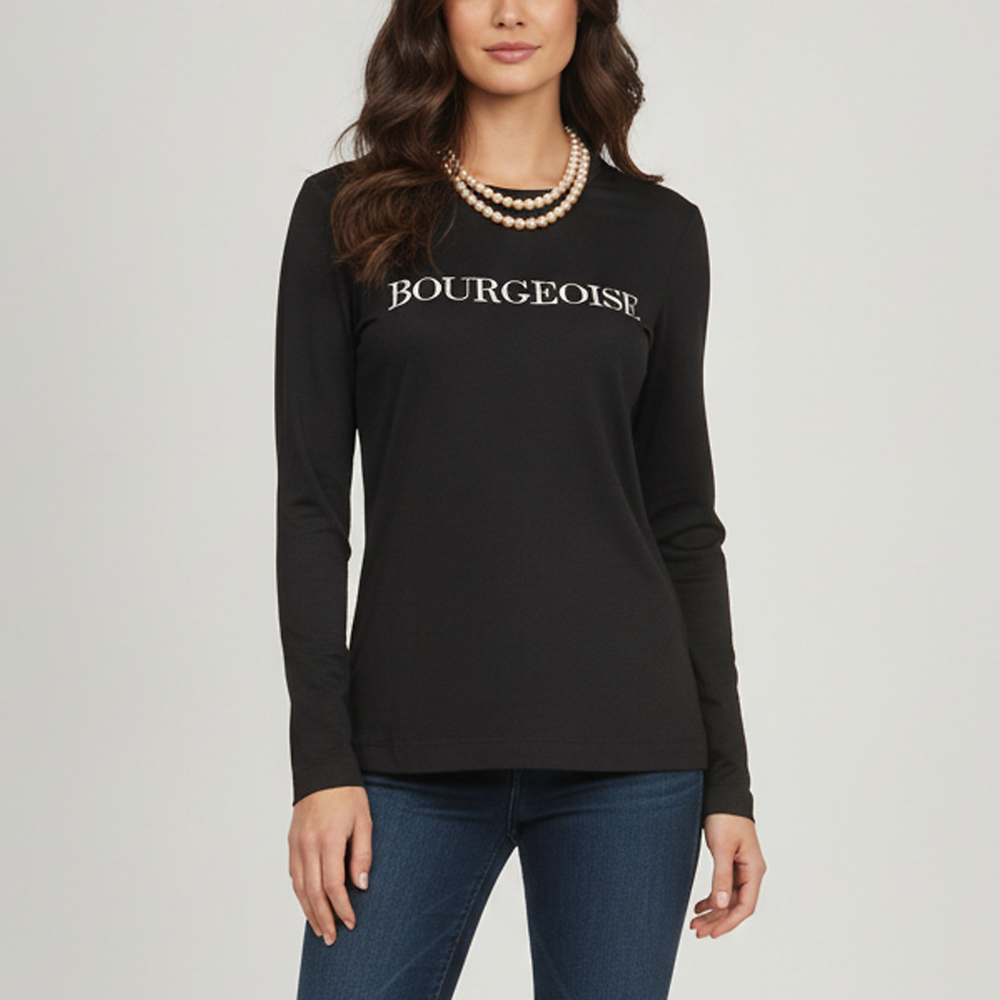 Moschino Cheap and Chic Black Faux Pearl Embellished Knit Long Sleeve Top M