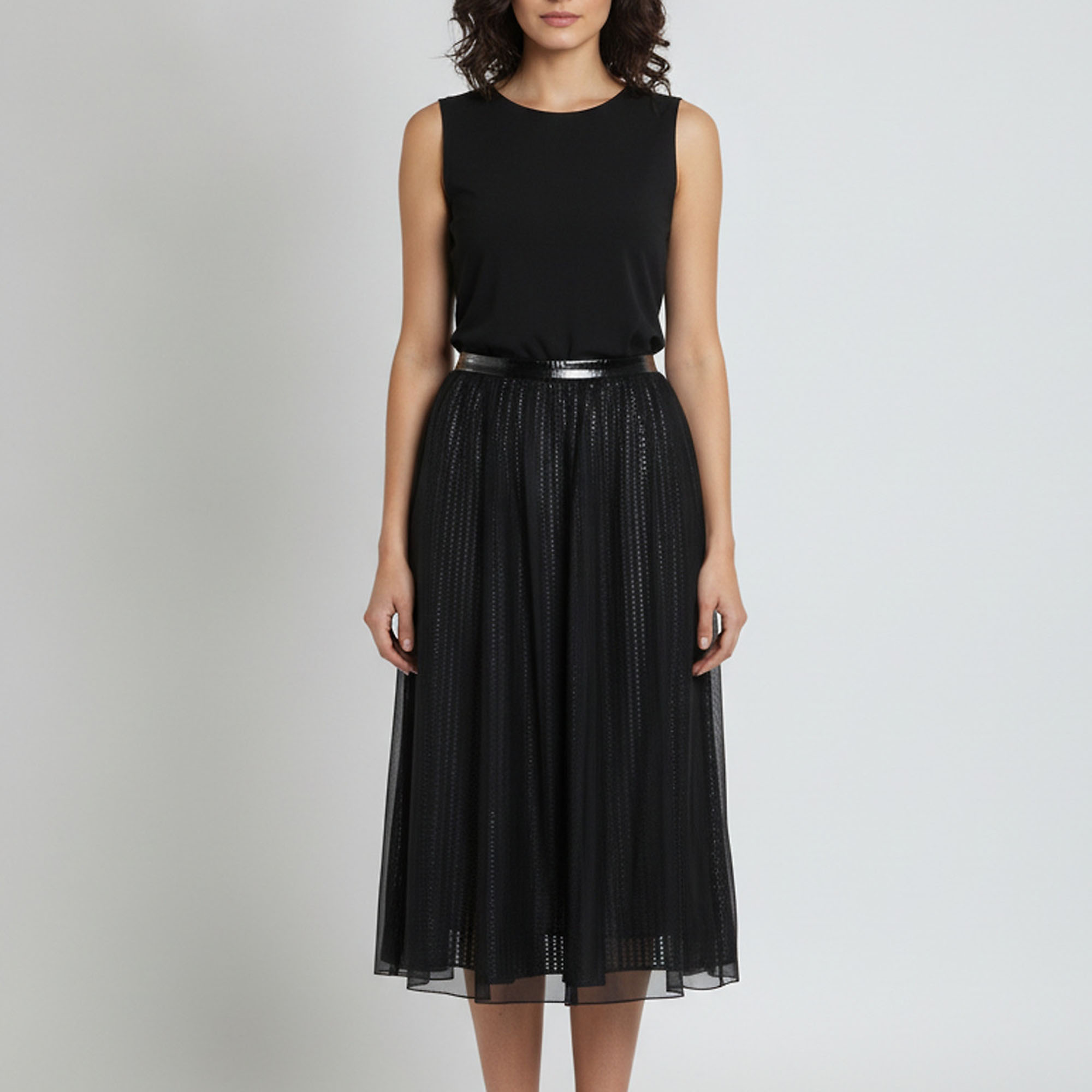 Louis Vuitton Black Chiffon Layered Midi Skirt L