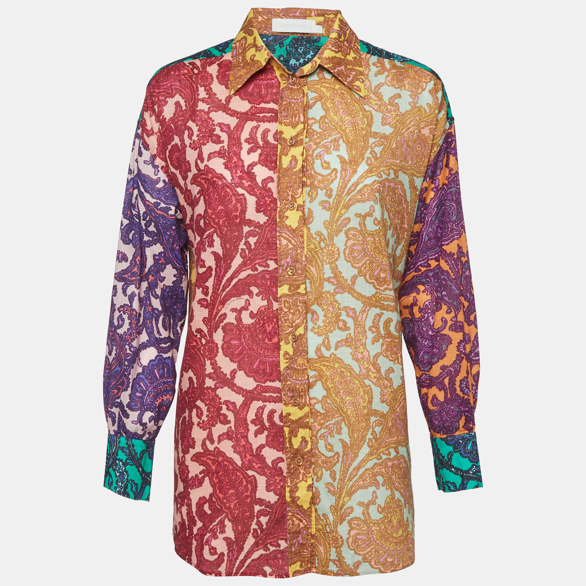 Zimmermann Multicolor Paisley Print Cotton Tiggy Spliced Shirt M