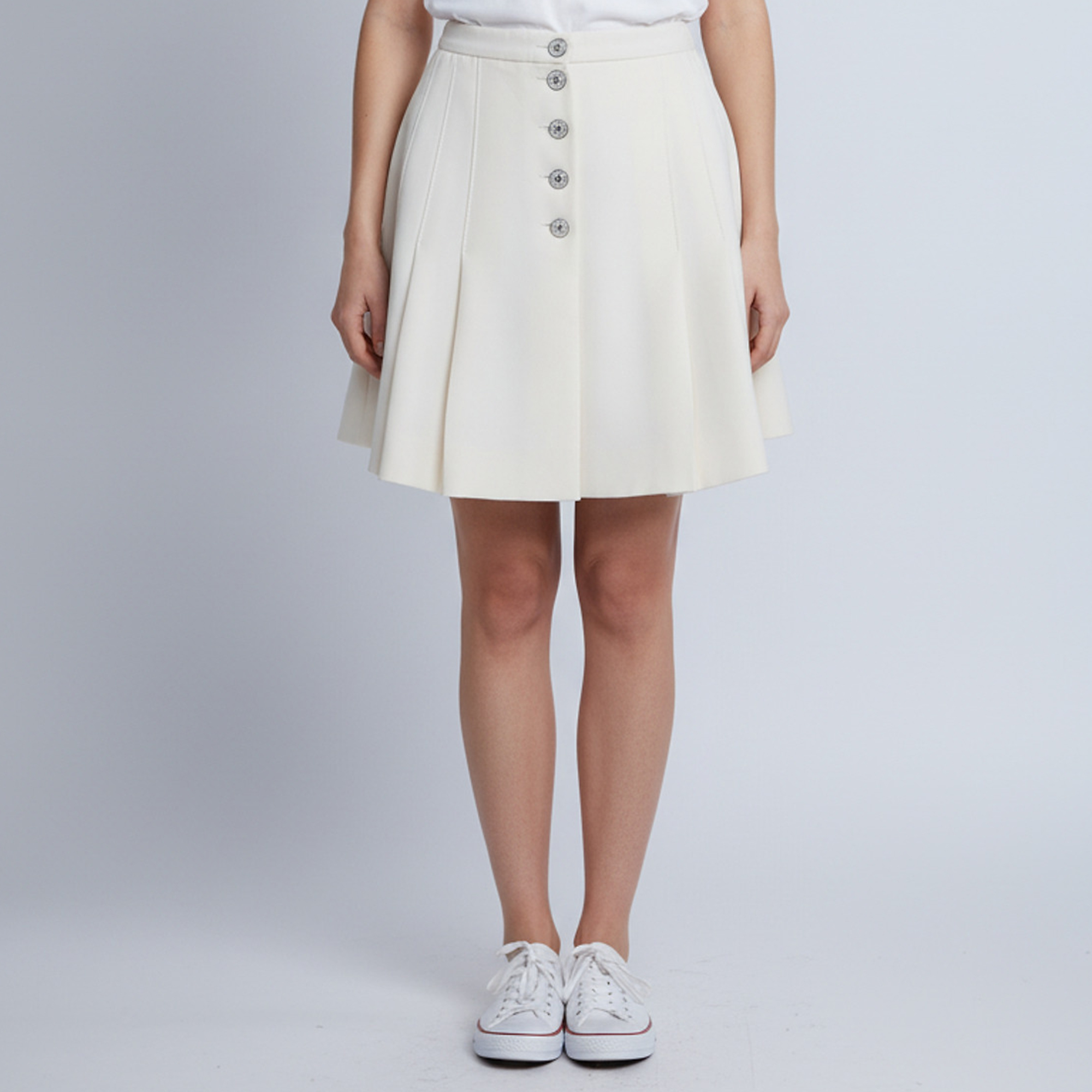 Christian Dior Cream Wool Blend Pleated Mini Skirt S