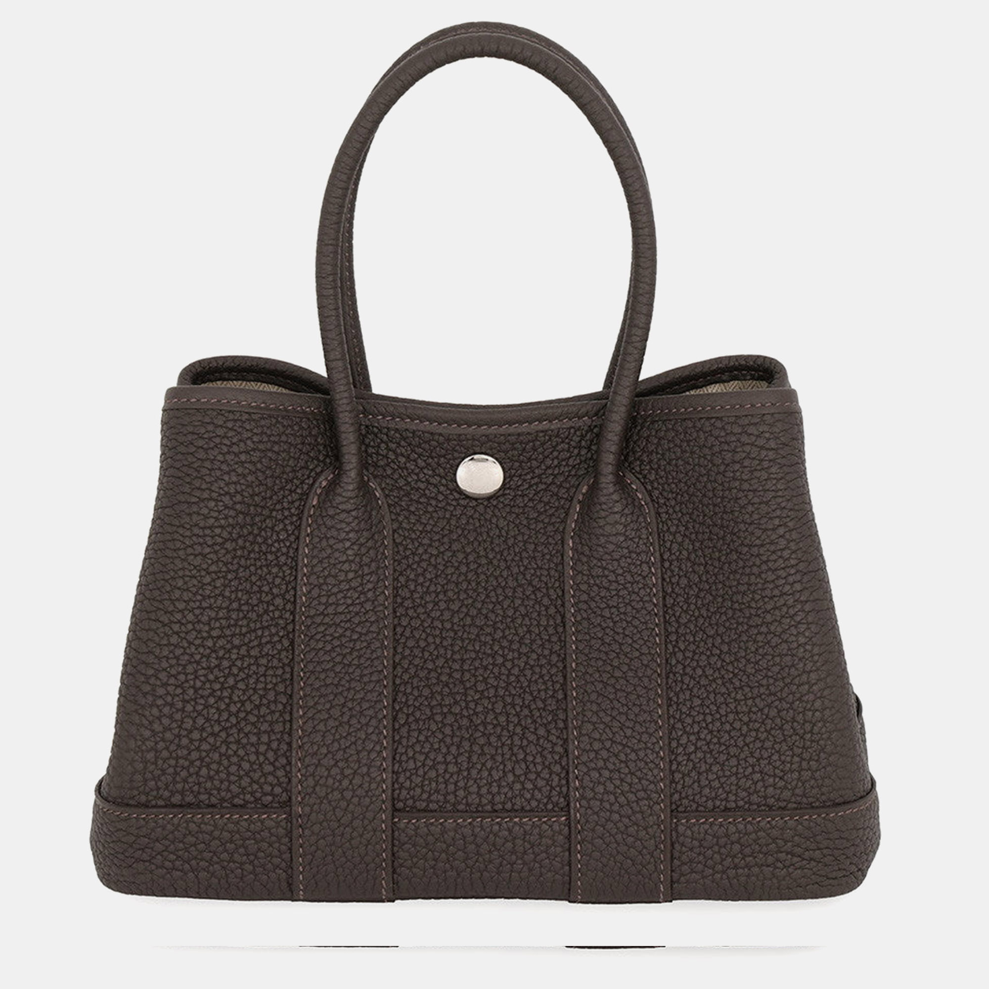Hermes Garden Party 23 Ebene Negonda Leather Top Handle Bag
