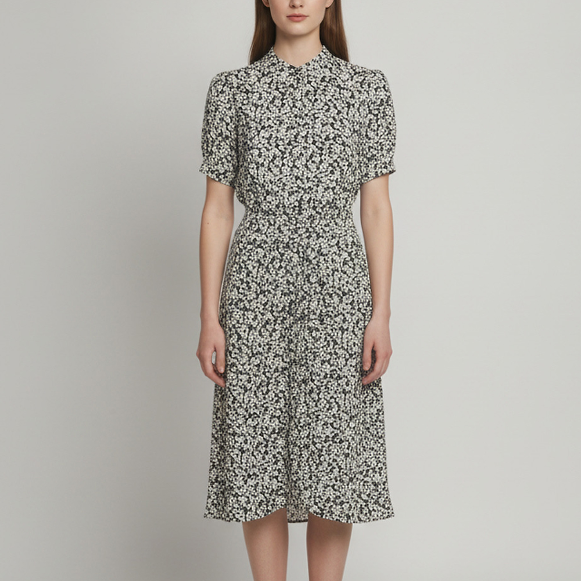 Zadig & Voltaire Two-Tone Bico Flowers Print Crepe Rima Midi Dress XS