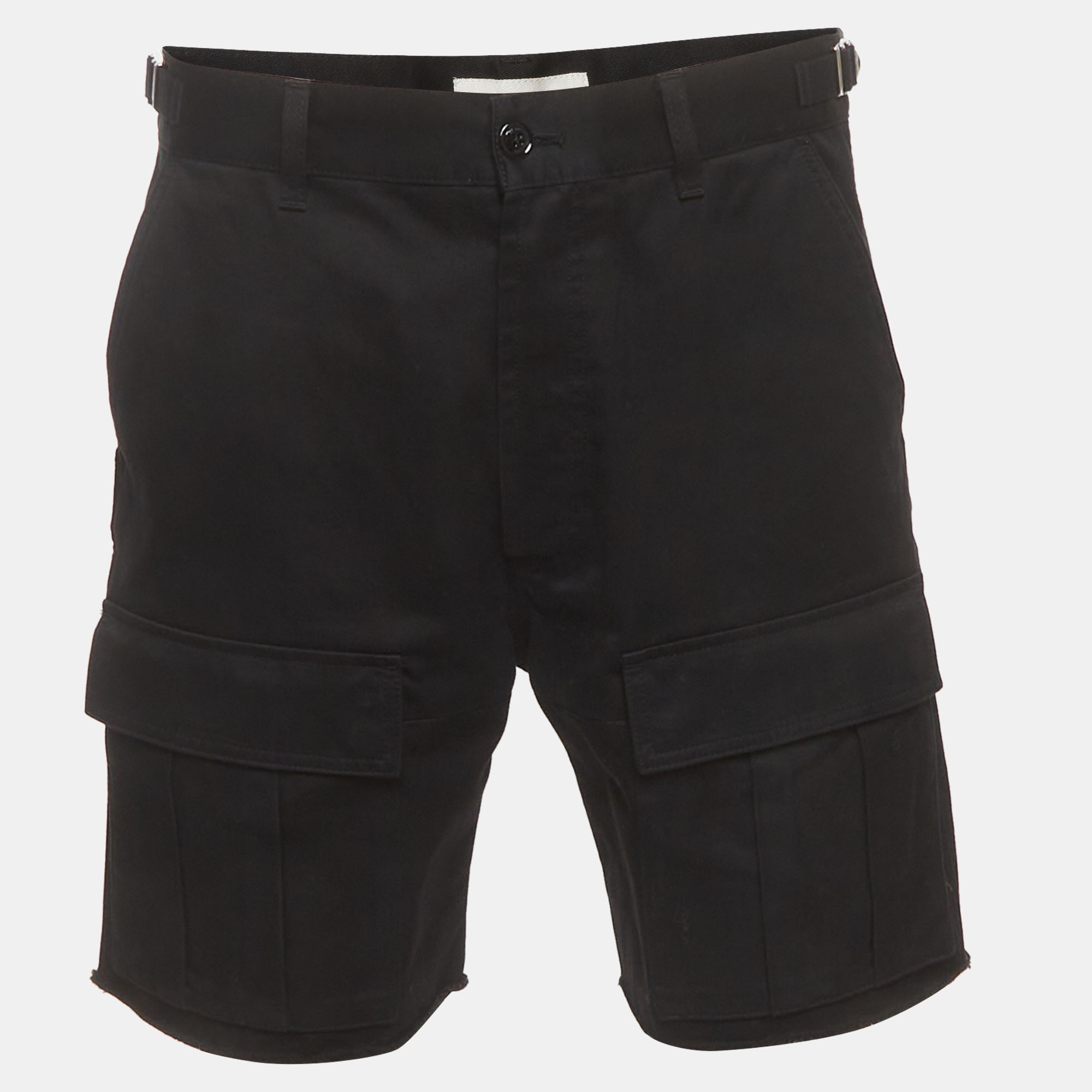 Celine Black Gabardine Frayed Hem Cargo Shorts M