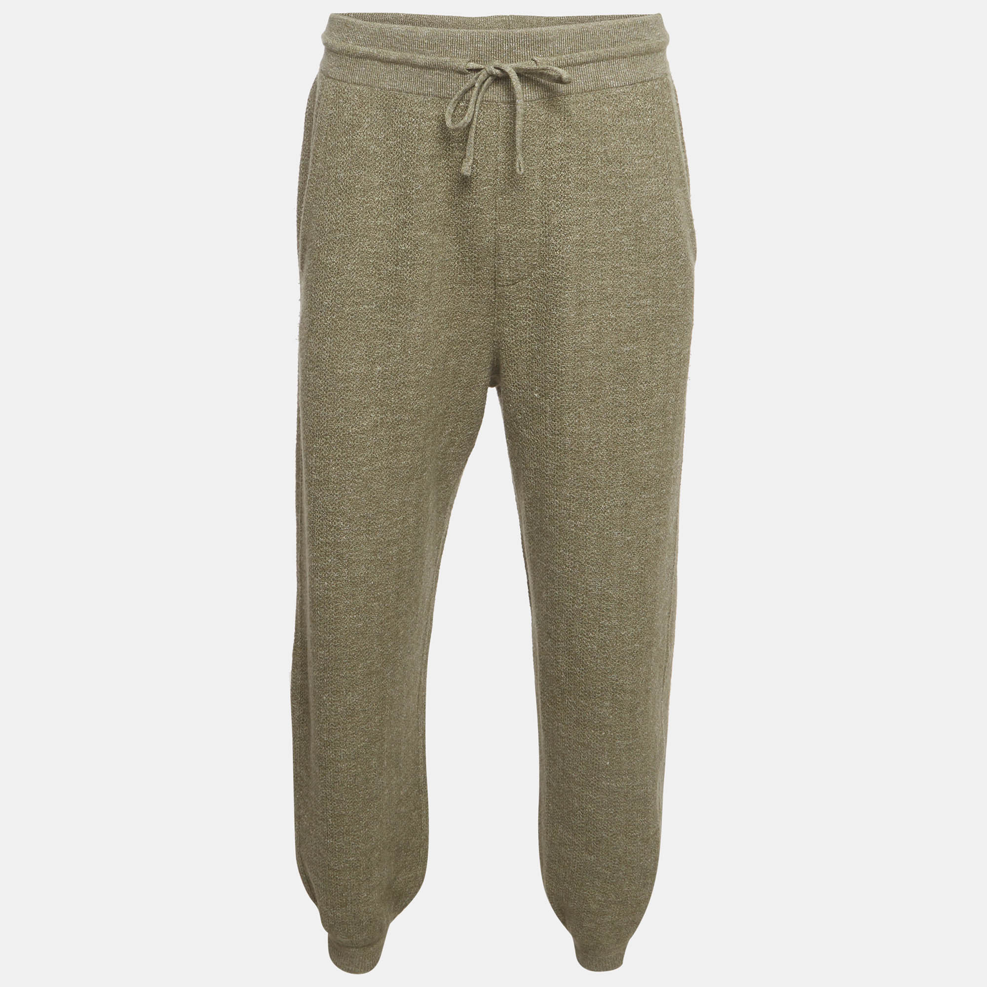 Loro Piana Green Wool Blend Drawstring Joggers M