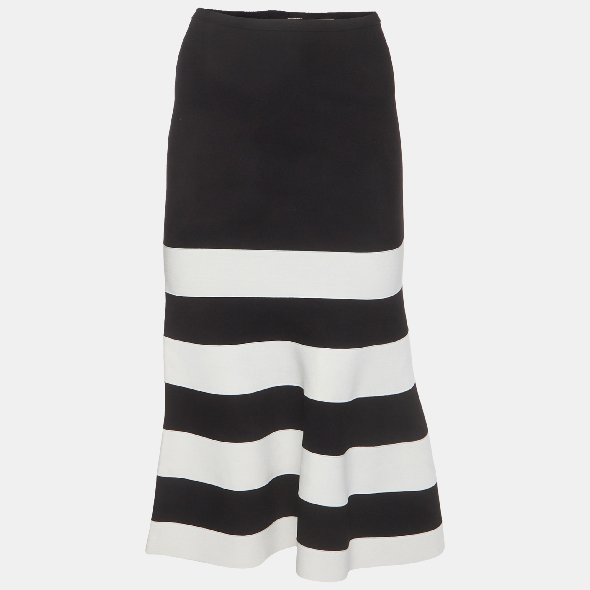 Victoria Beckham Monochrome Stripe Knit Trumpet Skirt XS