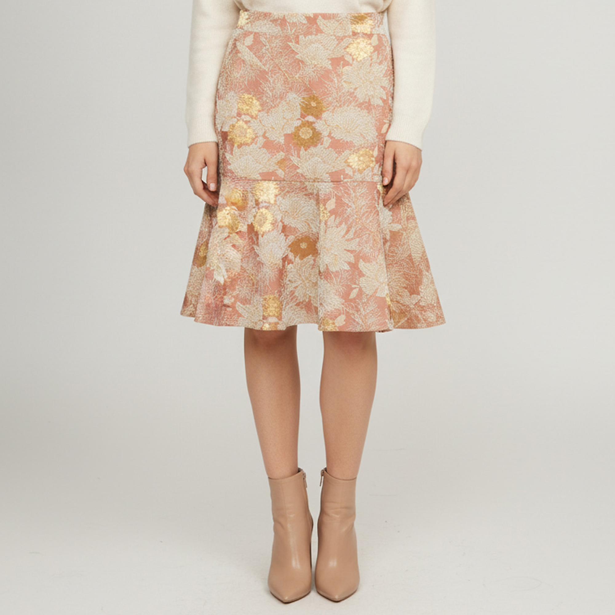 N21 Pink Floral Jacquard Dropped Waist Mini Skirt M