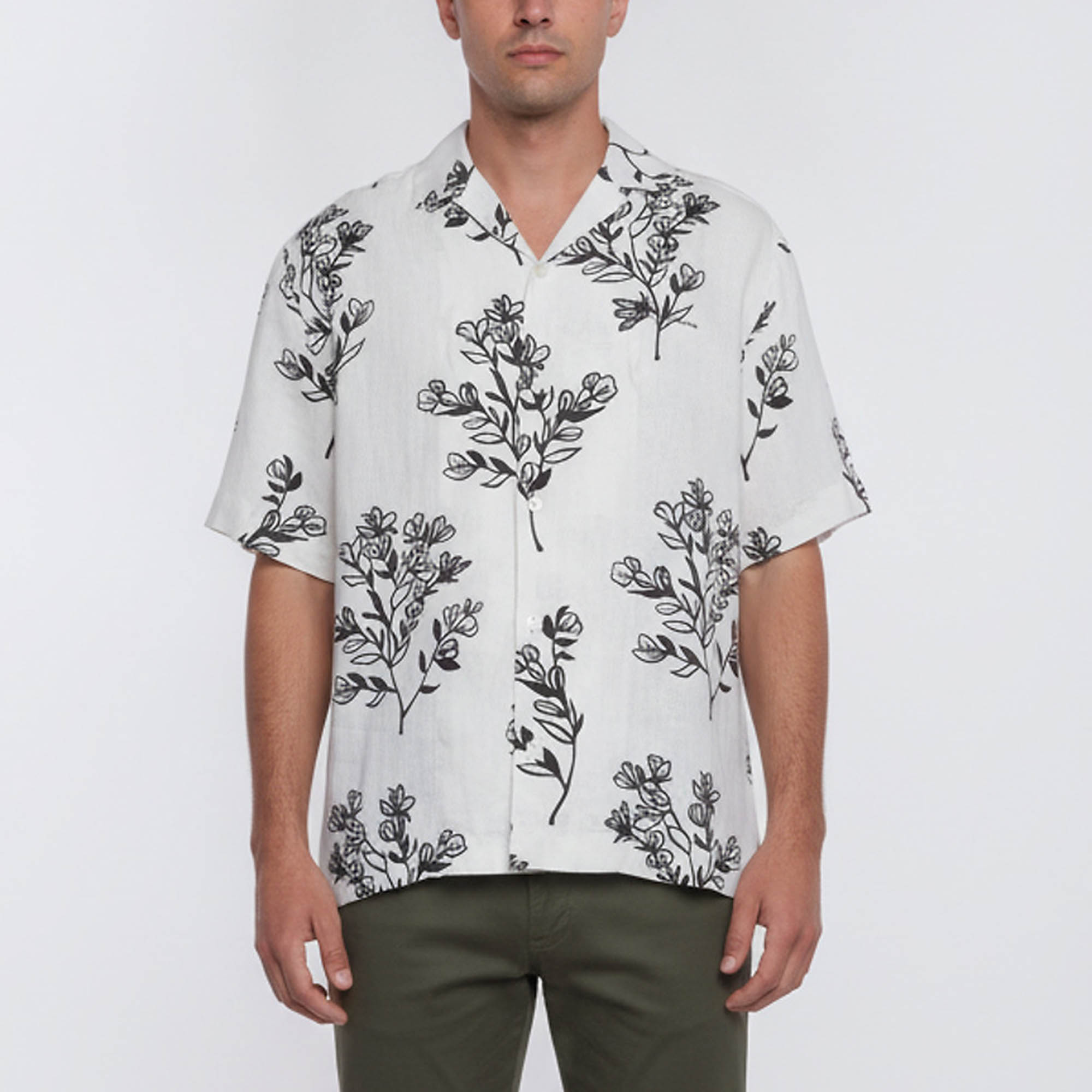 Jacquemus White Floral Print Linen La Chemise Jean Shirt L