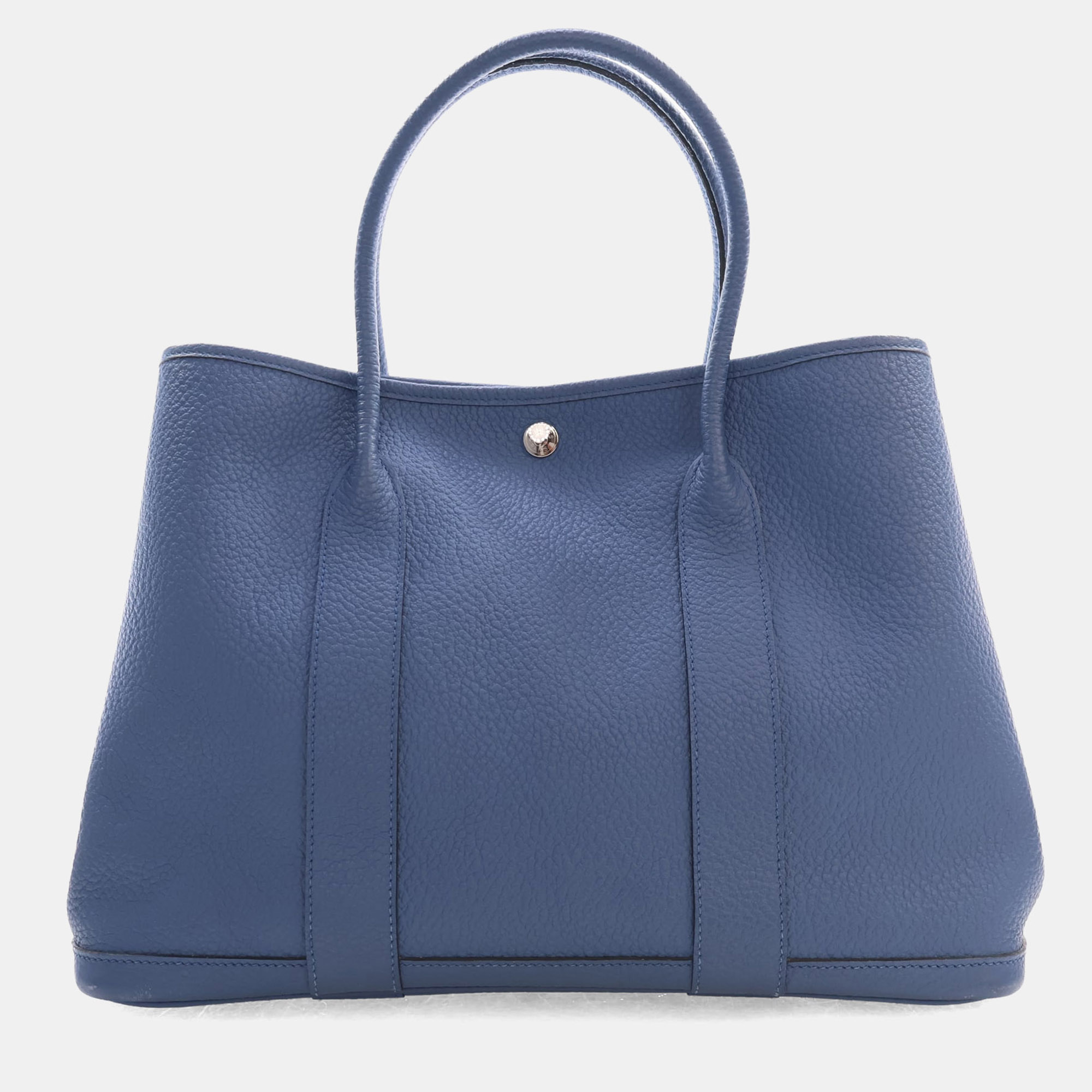 Hermes Garden Party 36 Bleu Brighton Negonda Calfskin Leather Tote Bag