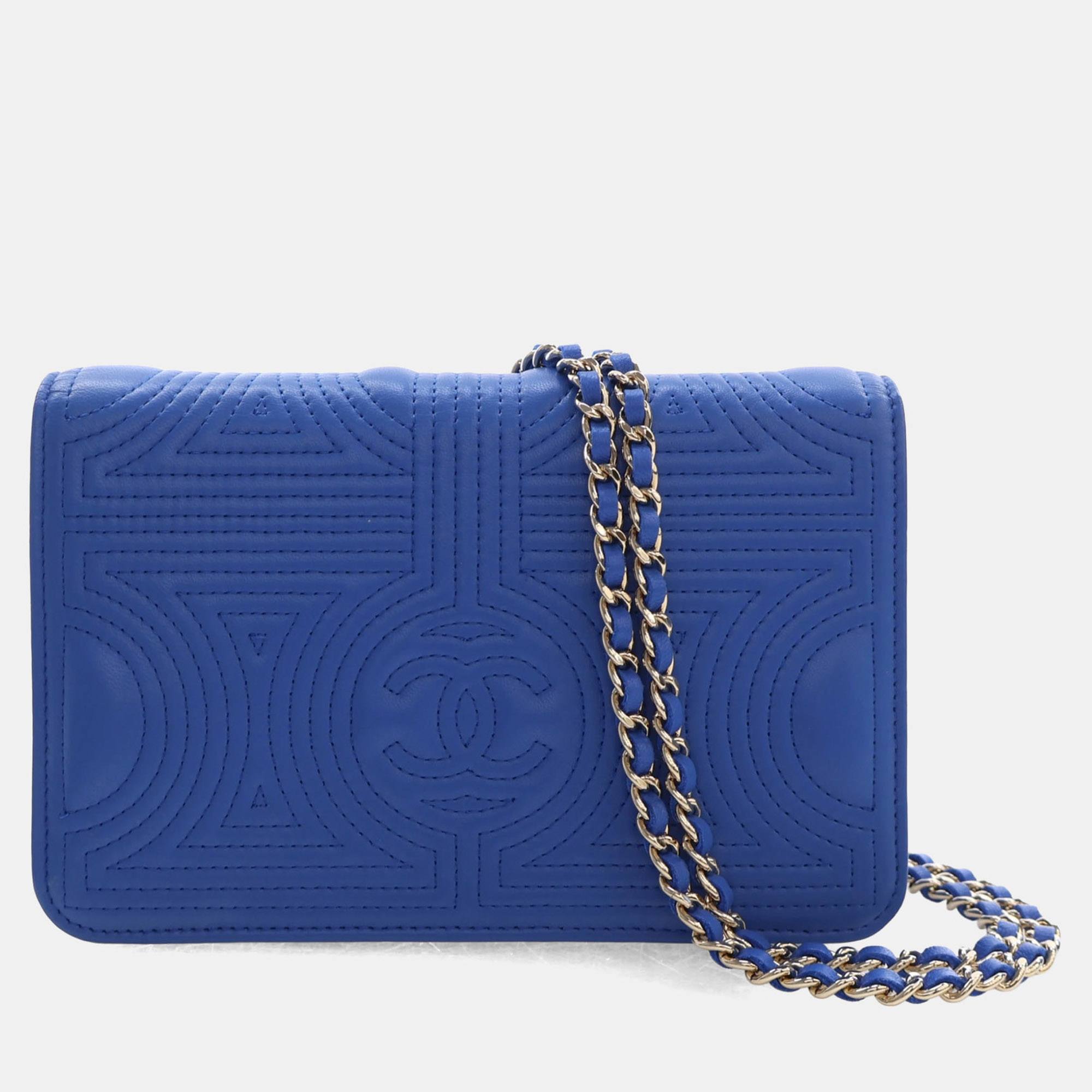 Chanel Korean Garden Wallet on Chain Blue Lambskin Crossbody Bag
