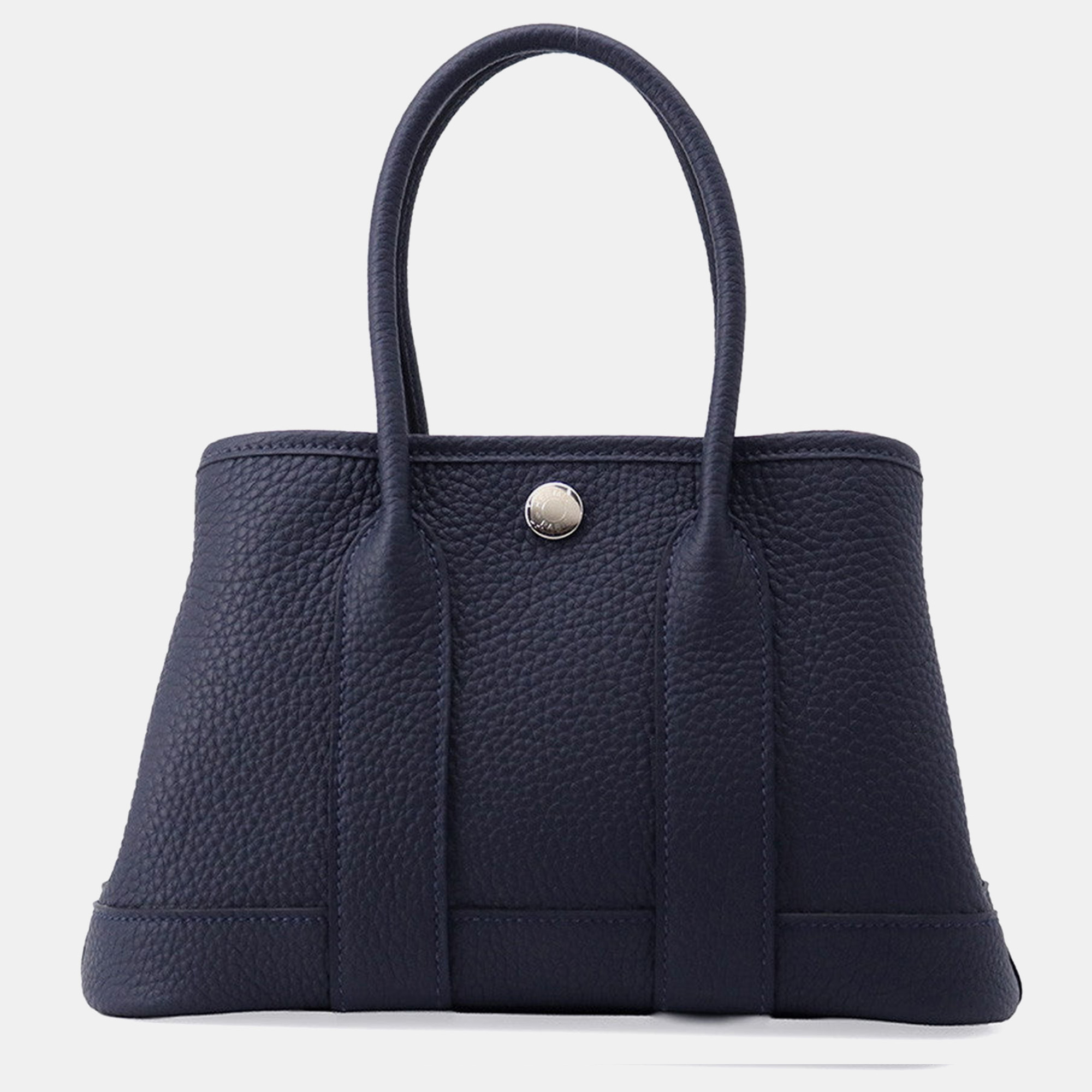 Hermes Garden Party 23 Blue Nuit Negonda Leather Top Handle Bag