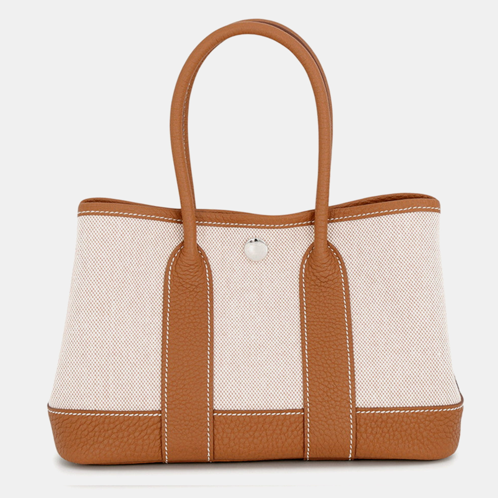 Hermes Neo Garden 23 Gold Ecru Toile H Negonda Leather Tote Bag