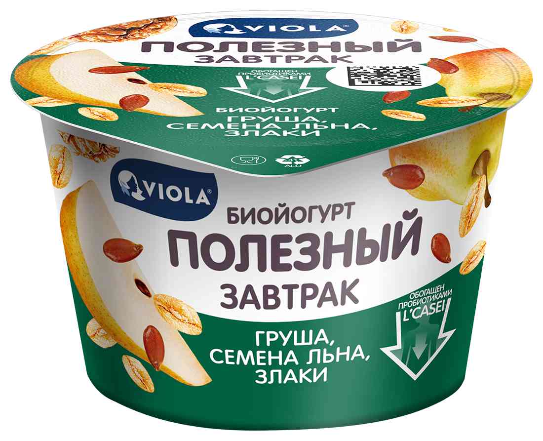 Биойогурт Viola Полезный завтрак Груша - семена льна - злаки 5%