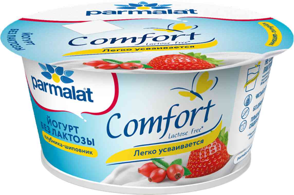 Йогурт Parmalat Comfort Клубника шиповник без лактозы 3%