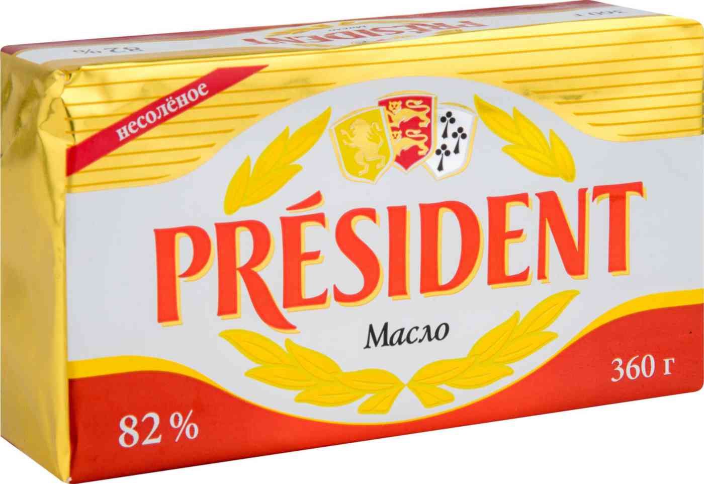 Масло кислосливочное President несолёное 82%
