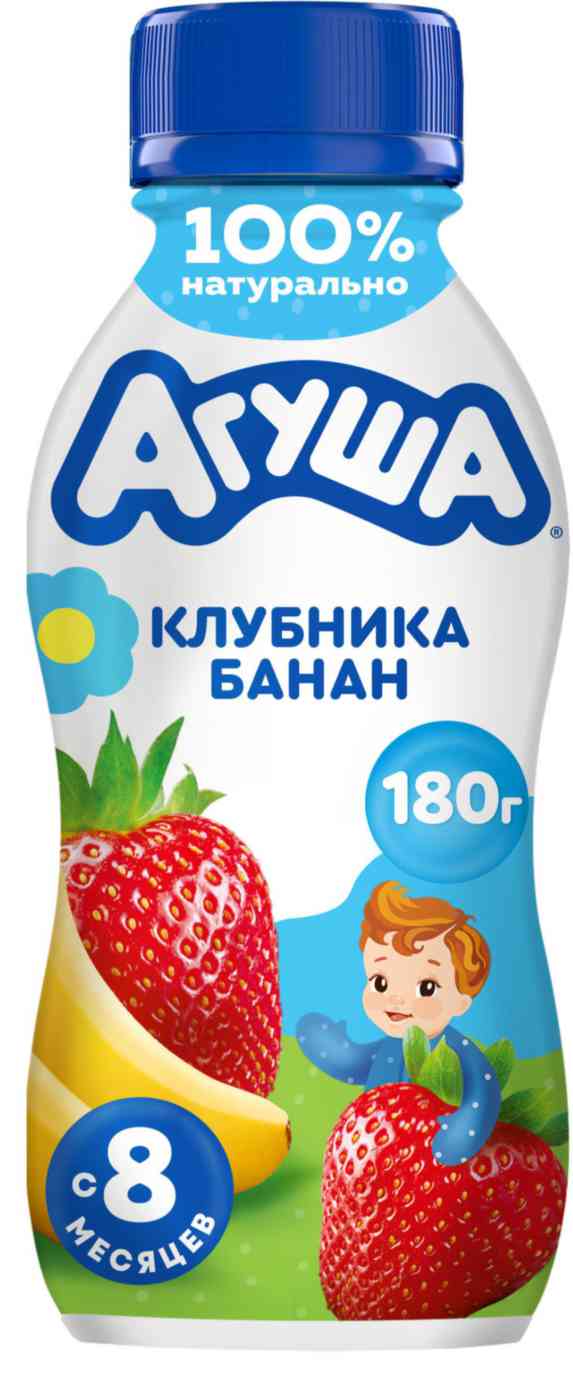 Йогурт детский питьевой Агуша клубника-банан с 8 месяцев
