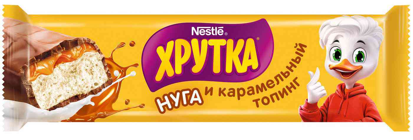 Батончик Хрутка с нугой мягким карамельным слоем и молочным шоколадом