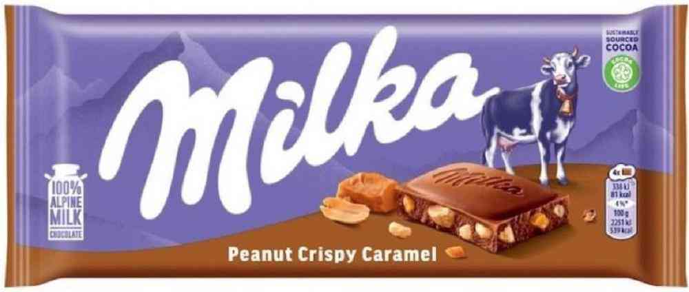 Шоколад молочный Milka с карамелью и кусочками арахиса