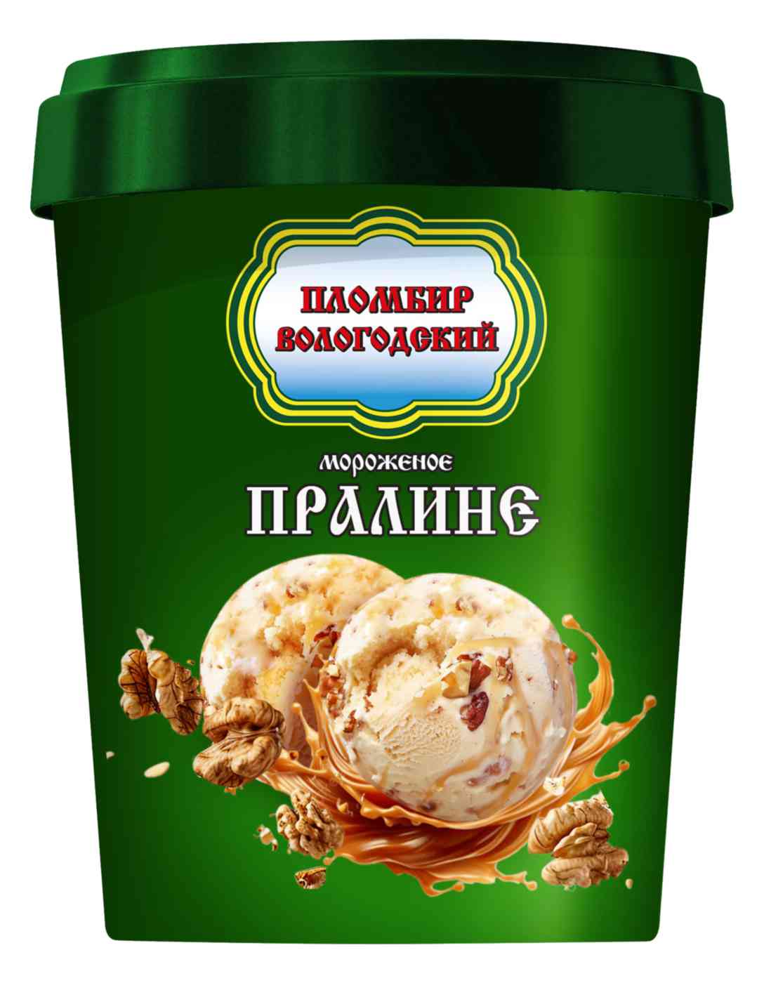 Мороженое пломбир Вологодский пломбир с ароматом карамели с грецким орехом и мягкой карамелью