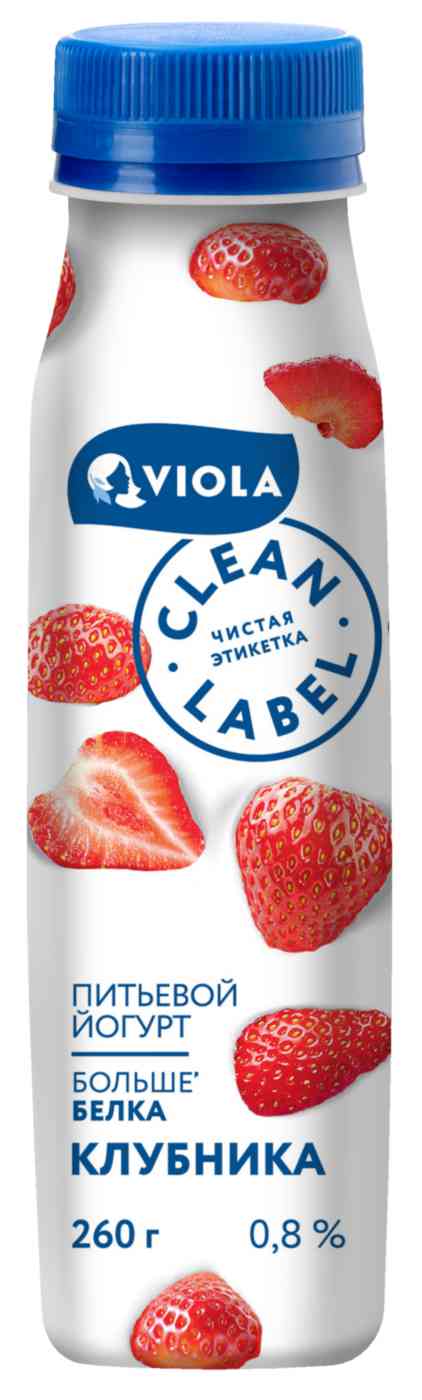 Йогурт питьевой Viola Clean Label с клубникой 0,8%