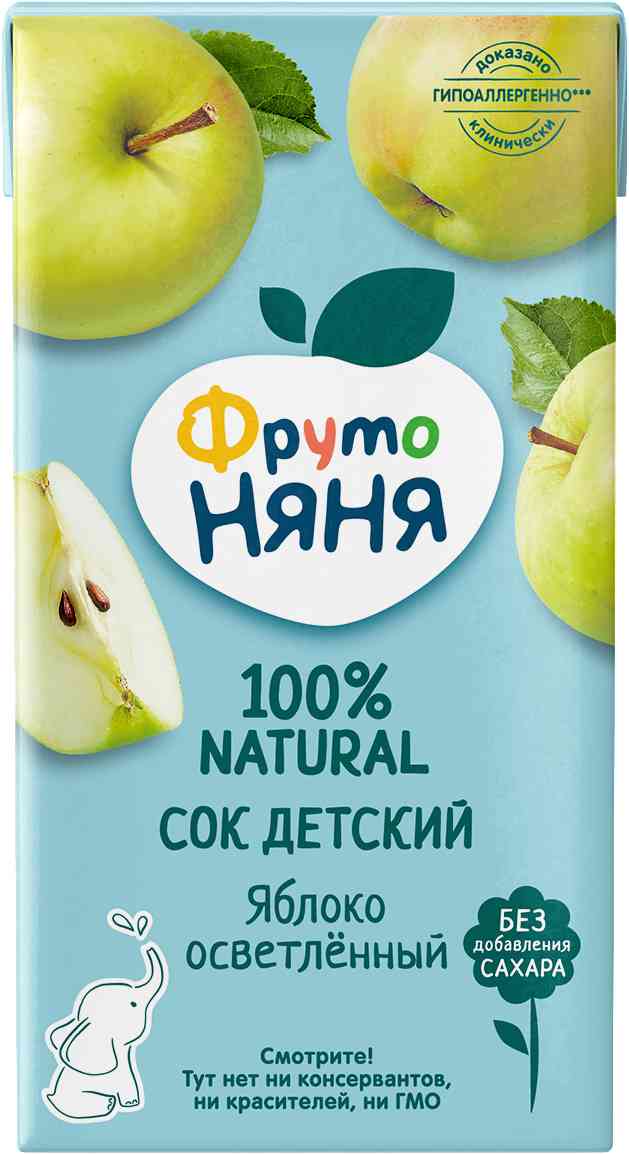 Сок осветлённый гипоаллергенный ФрутоНяня Яблоко, с 3 лет