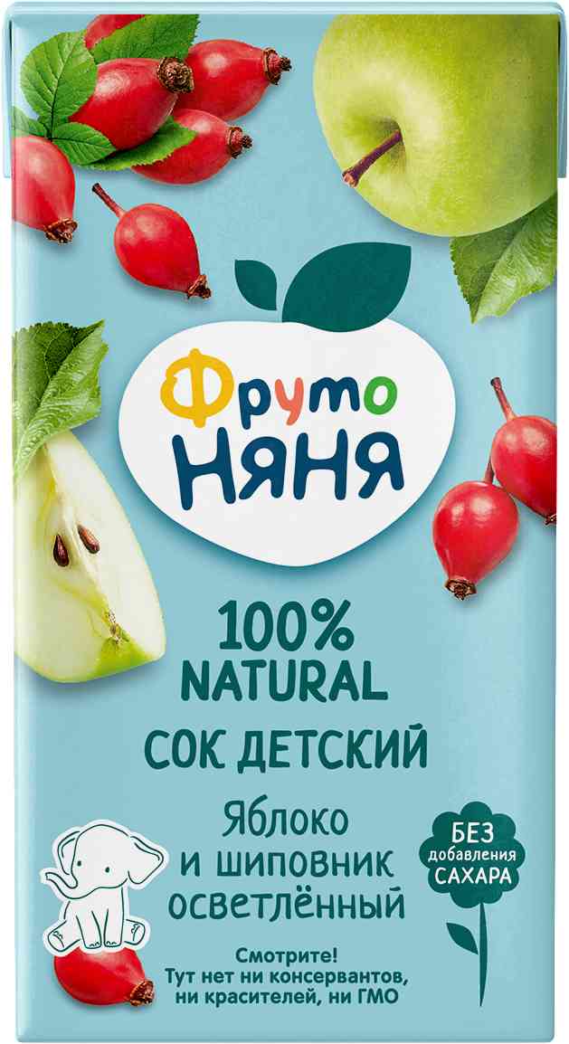 Сок детский ФрутоНяня Яблоко и шиповник, с 3 лет