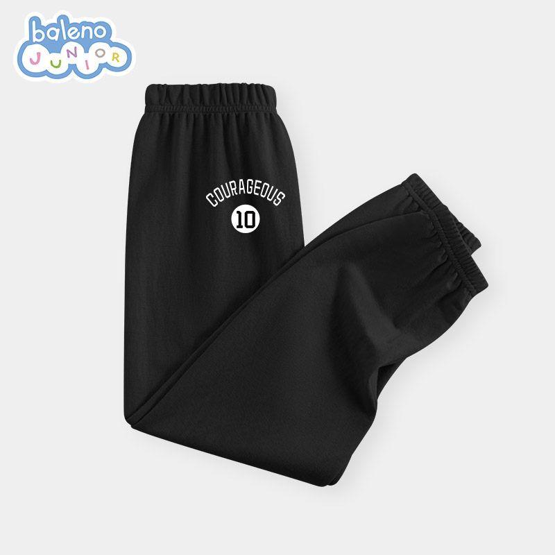 Baleno Kids Boys  Anti-Mosquito Pants Summer 2025 New Thin Long Pants for Older Children Pure Cotton Pants for Summer [Pure Cotton] Black/Tb White English K 120 black TAOMall