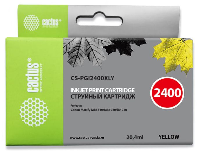 Картридж Cactus CS-PGI2400XLY желтый для Canon MAXIFY iB4040/ МВ5040/ МВ5340 (20.4мл)