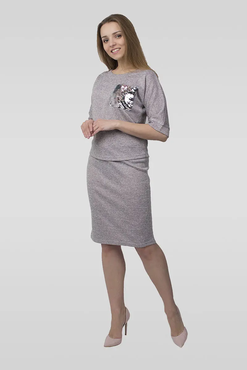 Костюм Lila classic style трикотажный меланж серый