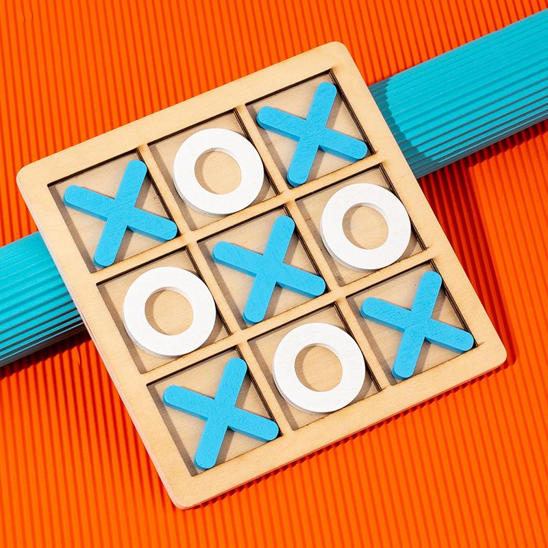 Деревянная игра XO крестики-нолики мини-шахматная доска интерактивная головоломка обучение Монтессори развивающие игрушки подарок для детей мальчик девочка 1PCS blue Polina