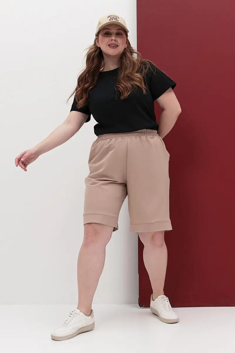 Бермуды Lika Dress хлопковые бежевые