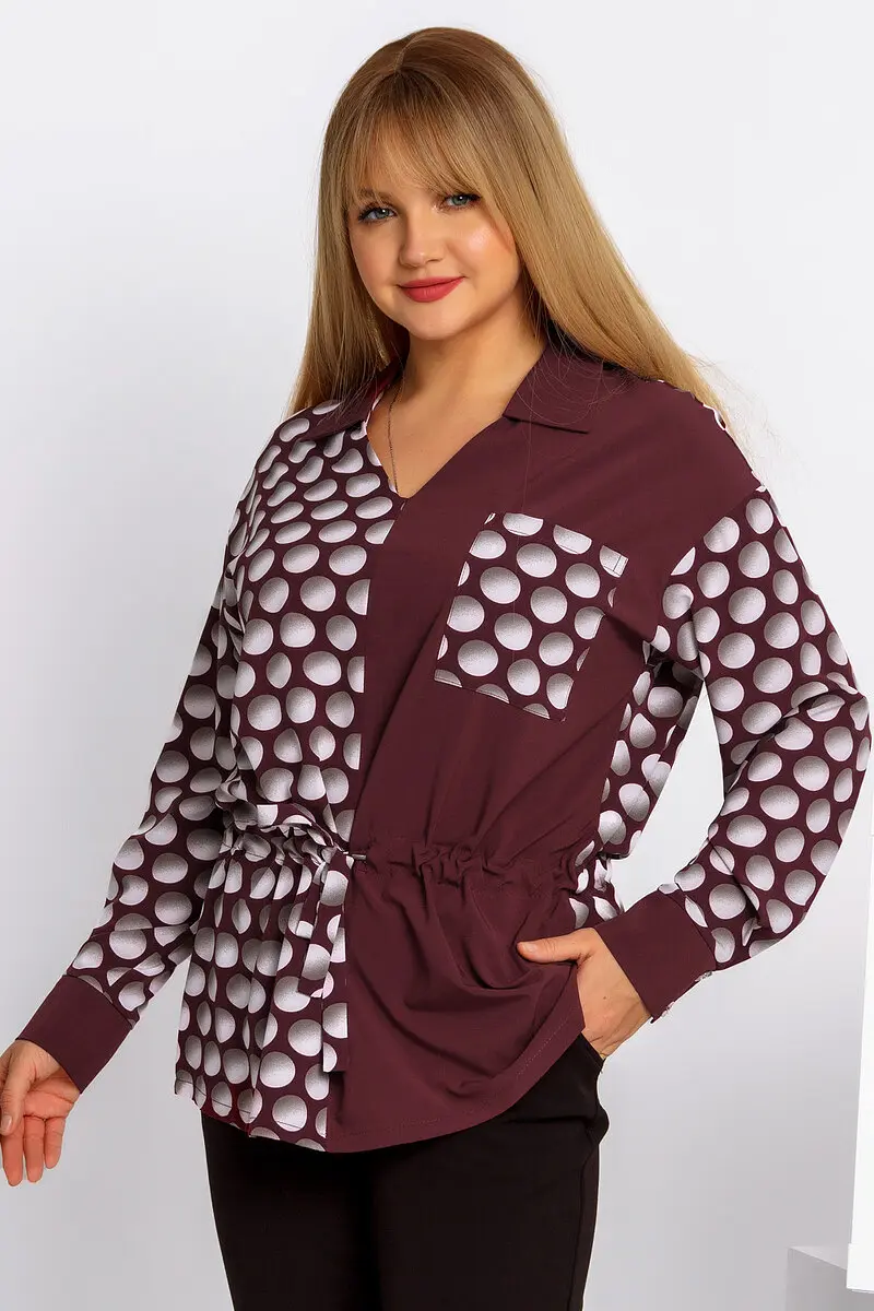 Джемпер Liza Fashion оверсайз с горохом бордовый