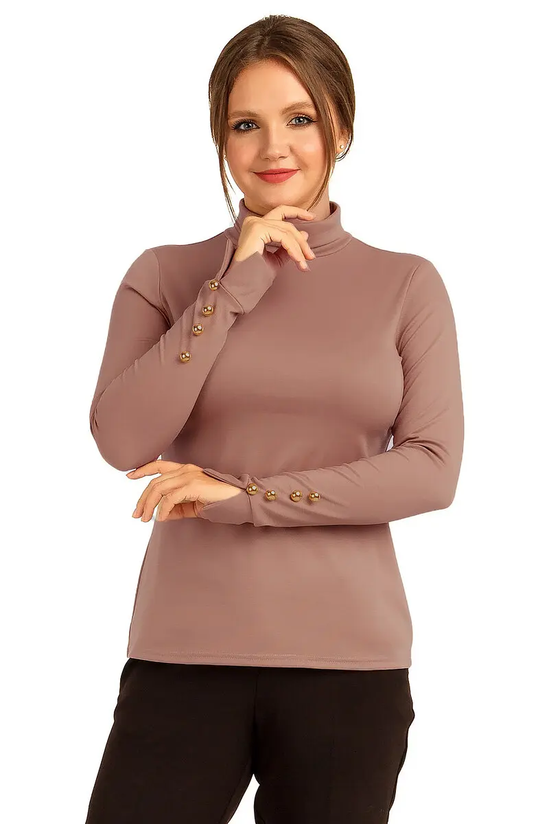 Джемпер Liza Fashion бежевый с воротником-стойкой