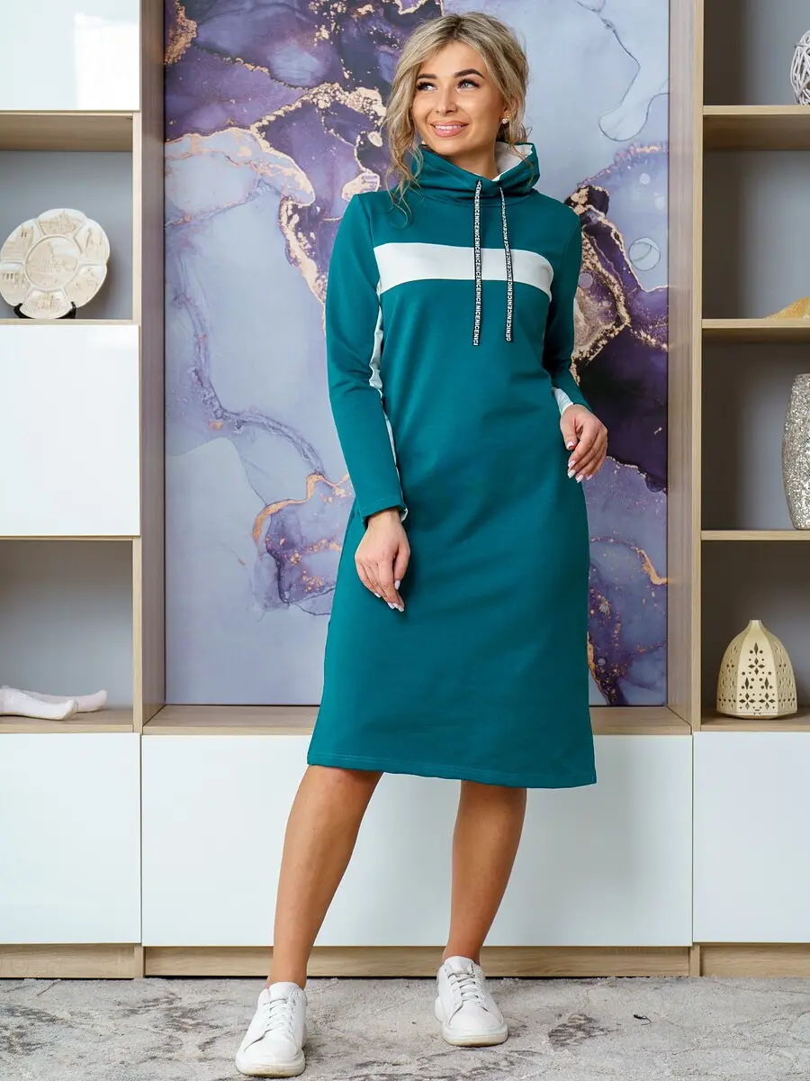 Платье-толстовка Nesaden Style трикотажное изумрудное