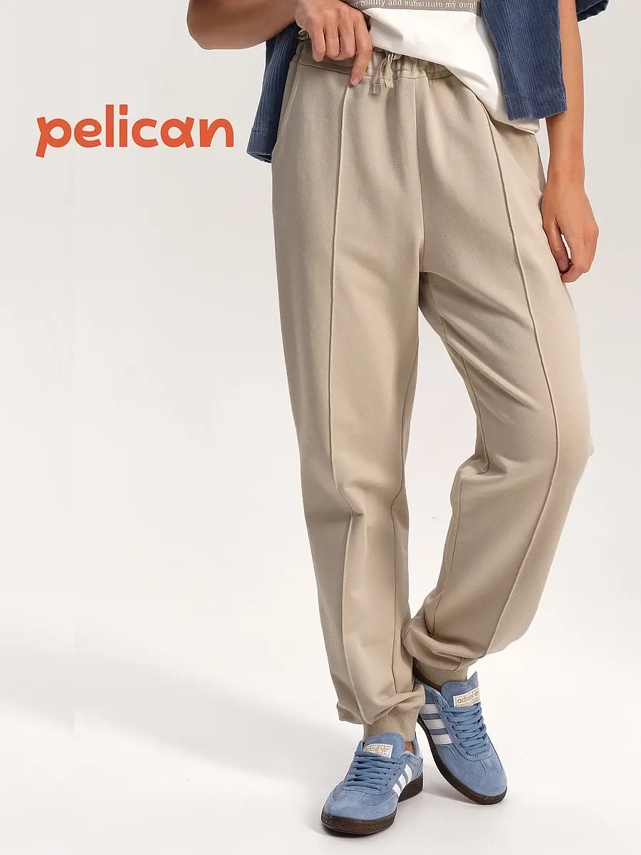 Брюки Pelican джоггеры с манжетами светло-серые