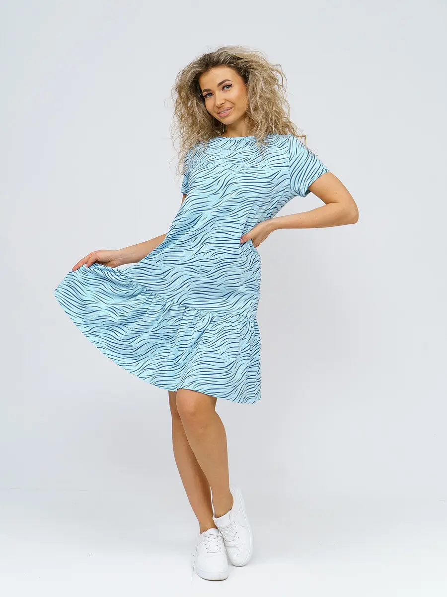 Платье Nesaden Style мини с воланами голубое