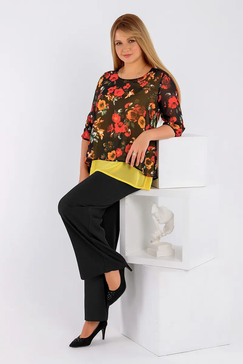Брюки Liza Fashion широкие прямые чёрные