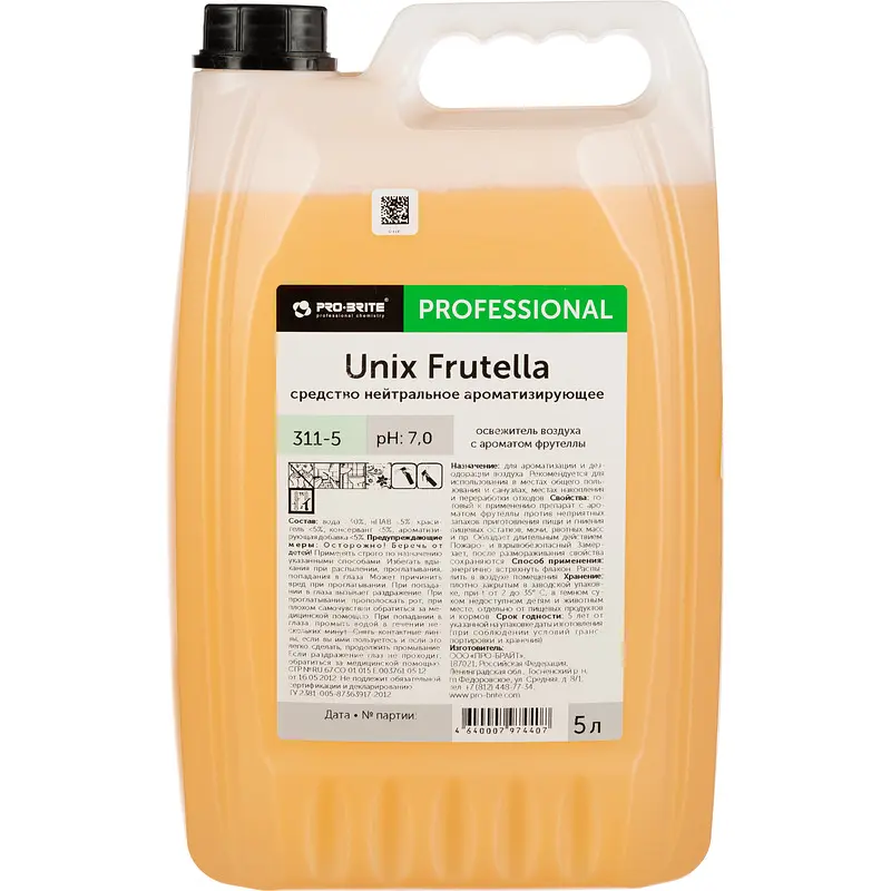 Освежитель воздуха Pro-Brite Unix Frutella 5000 мл оранжевый концентрат 5000 мл для туалета и ванной оранжевый
